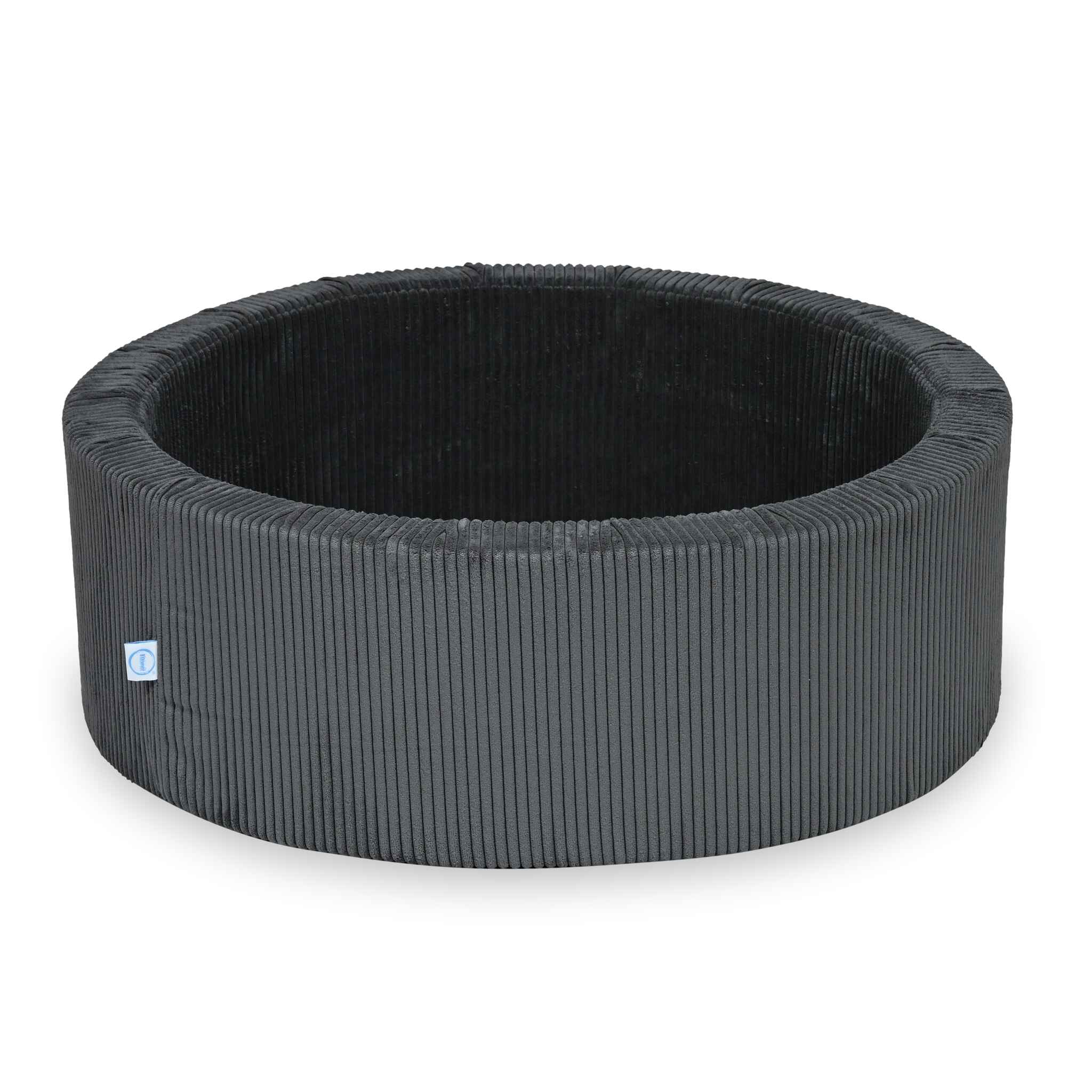 Mimii Bällebad aus Cord in Graphit – rund, 90 × 30 cm, ohne Bälle