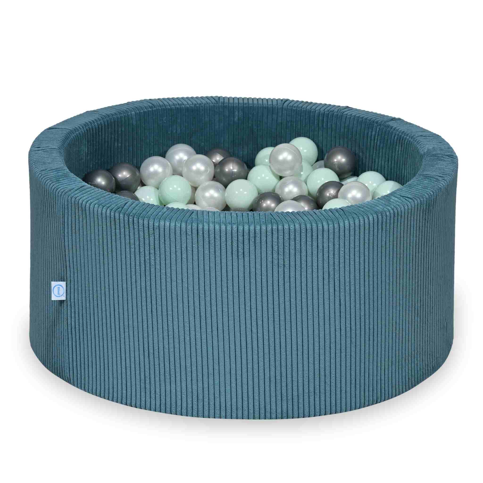 Basen z kulkami sztruks niebieski 90x40 cm z 300 piłkami