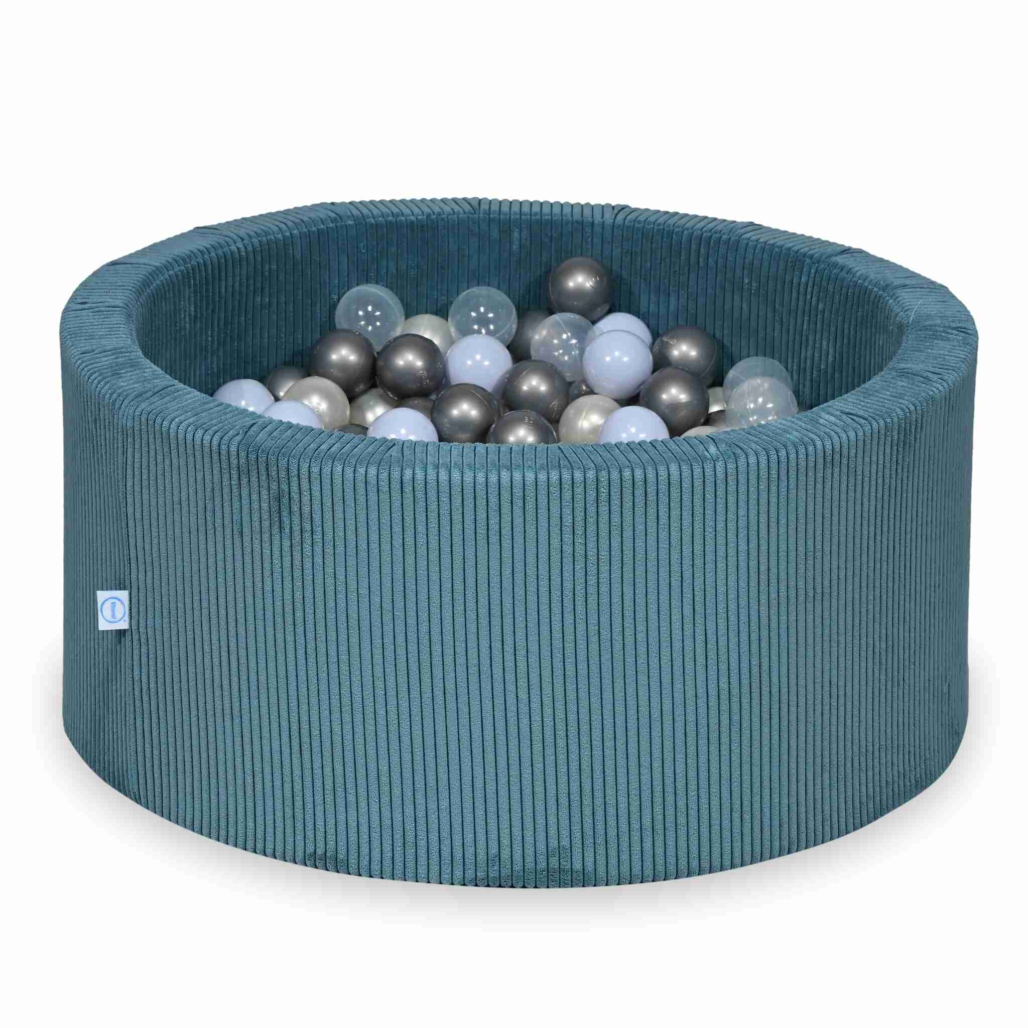 Basen z kulkami sztruks niebieski 90x40 cm z 300 piłkami