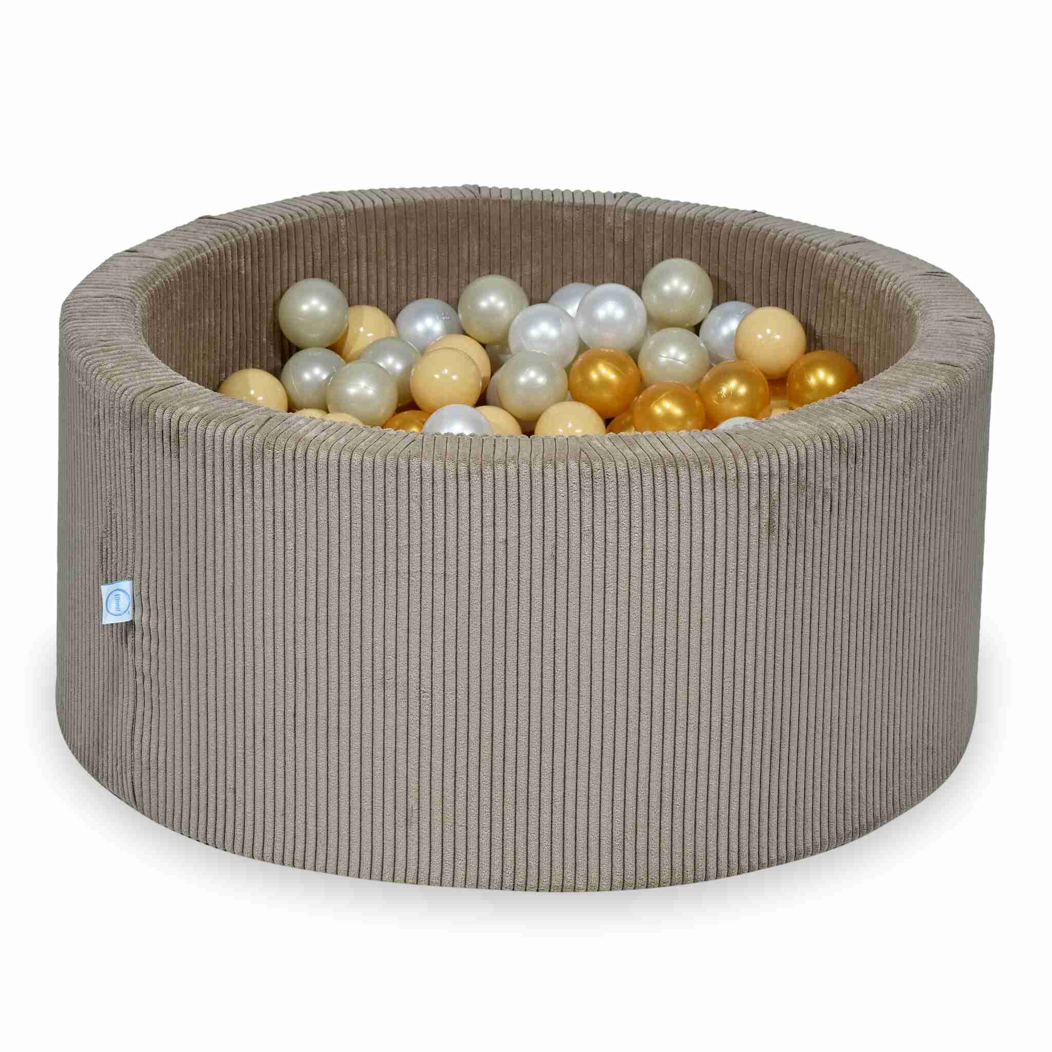 Basen z kulkami sztruks toffee 90x40 cm z 300 piłkami