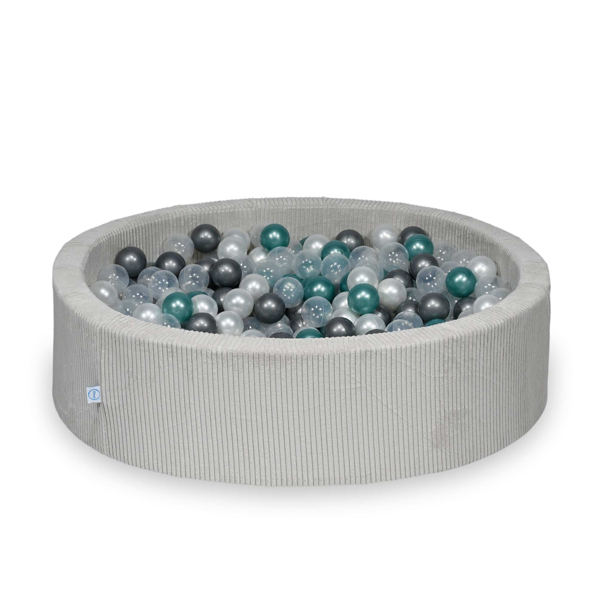 Ball pit with balls 110 × 30 cm corduroy grey with 400 balls