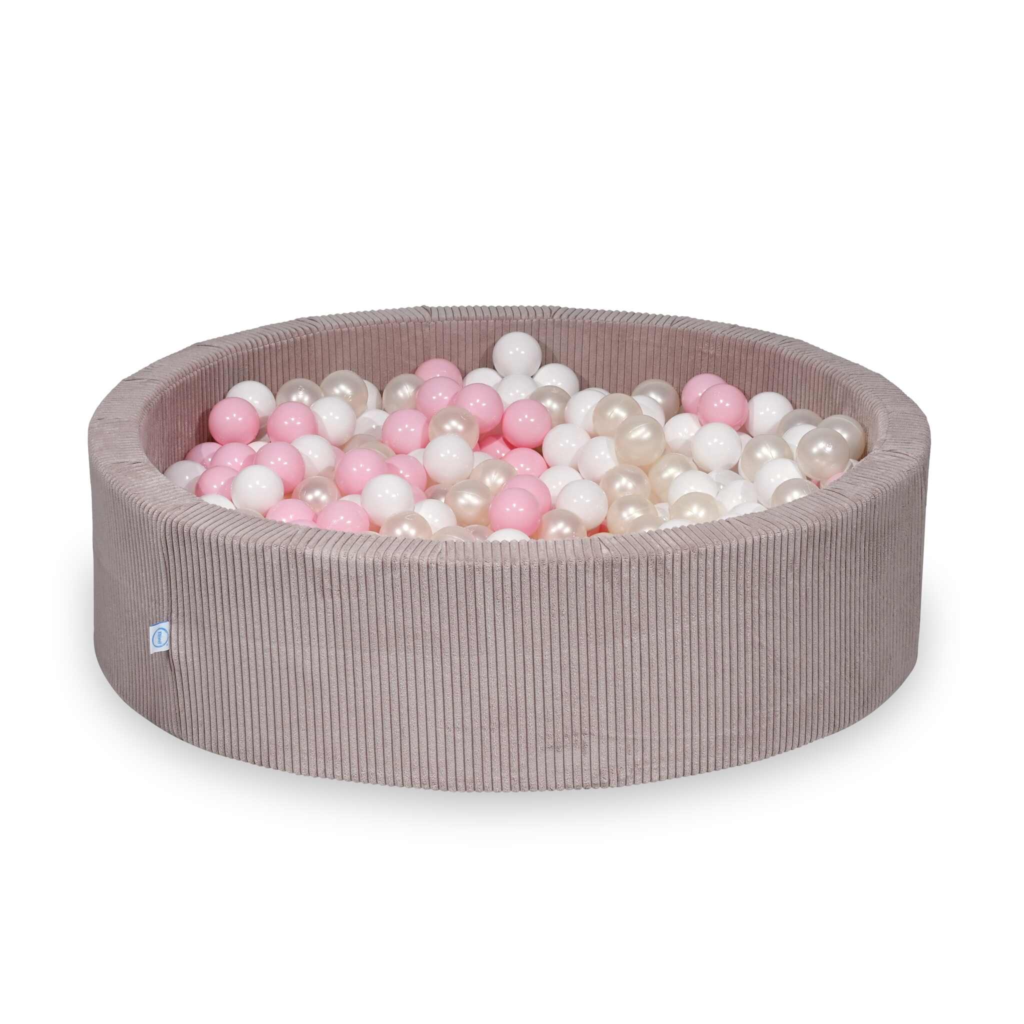 Ball pit with balls 110 × 30 cm corduroy light pink with 400 balls
