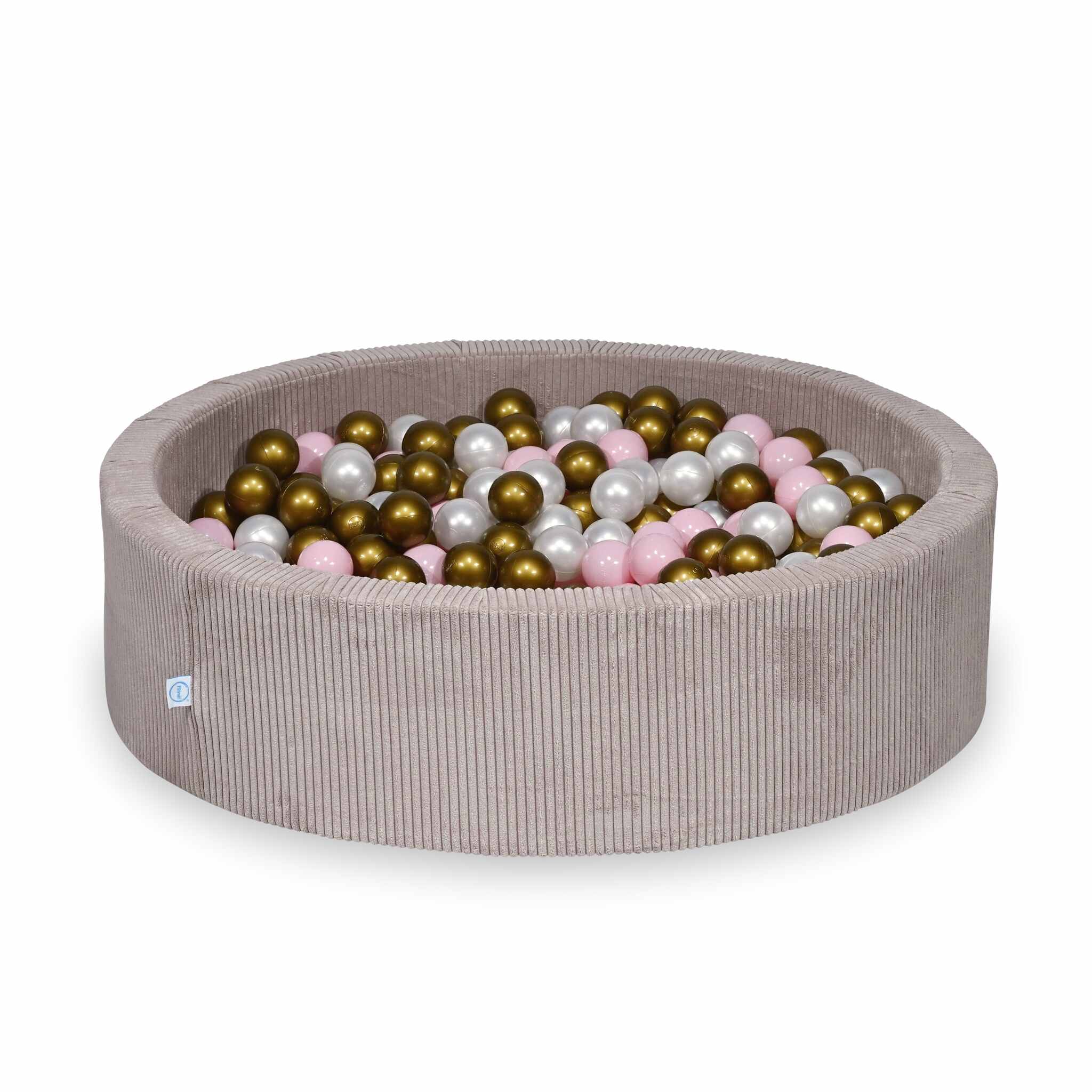 Ball pit with balls 110 × 30 cm corduroy light pink with 400 balls