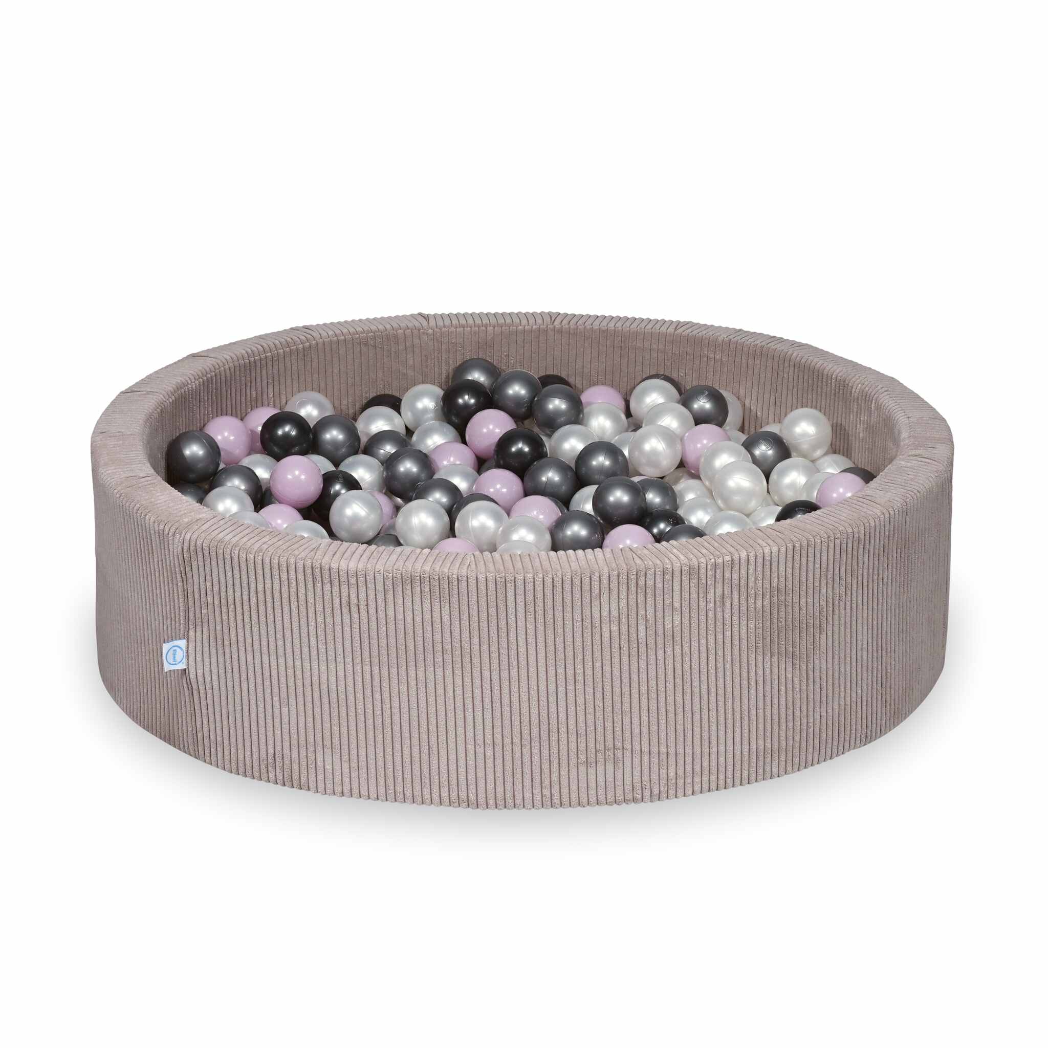Ball pit with balls 110 × 30 cm corduroy light pink with 400 balls