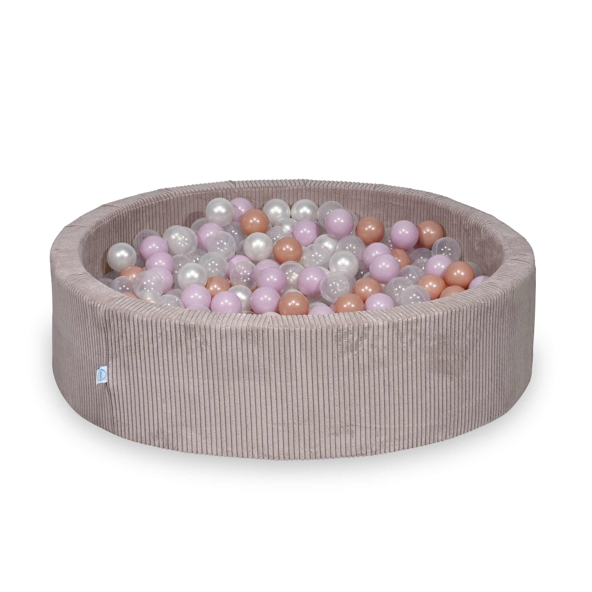 Ball pit with balls 110 × 30 cm corduroy light pink with 400 balls