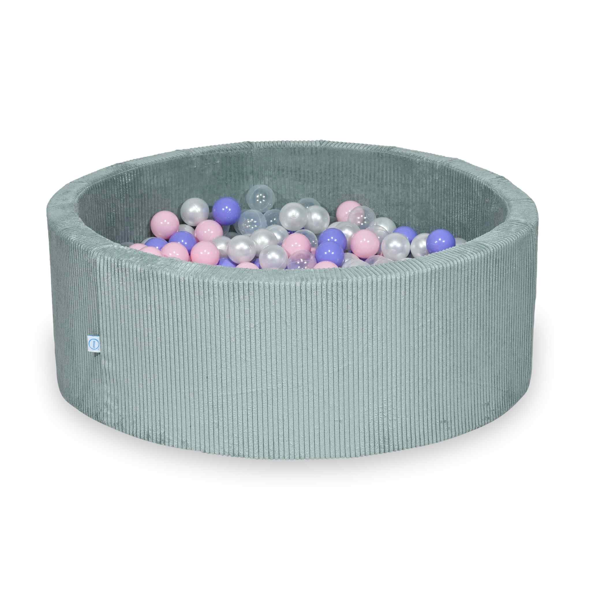 Ball pit with balls 110 × 40 cm corduroy light mint with 500 balls