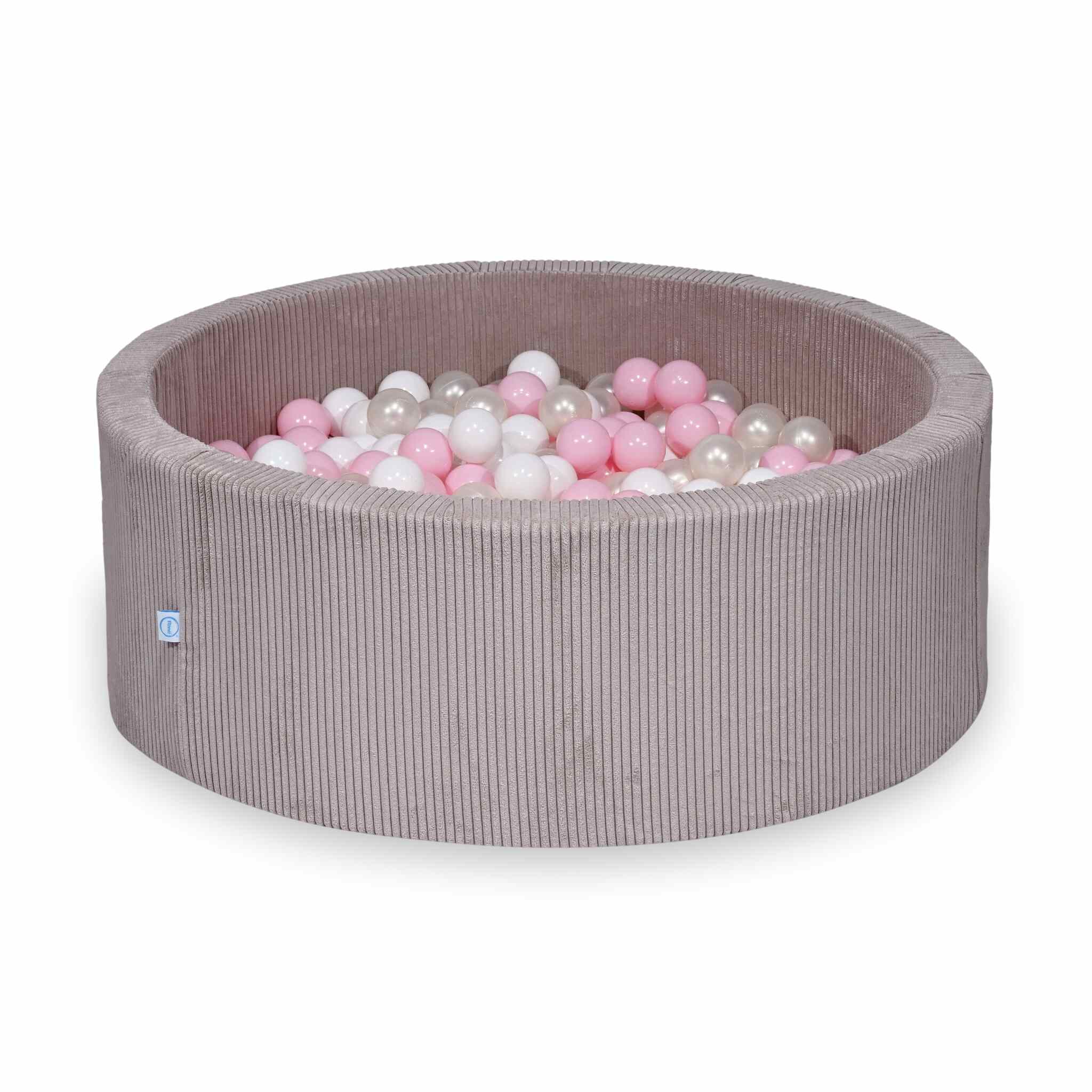 Mimii Bällebad aus Cord in Hellrosa – rund, 110 × 40 cm, mit 500 Bällen