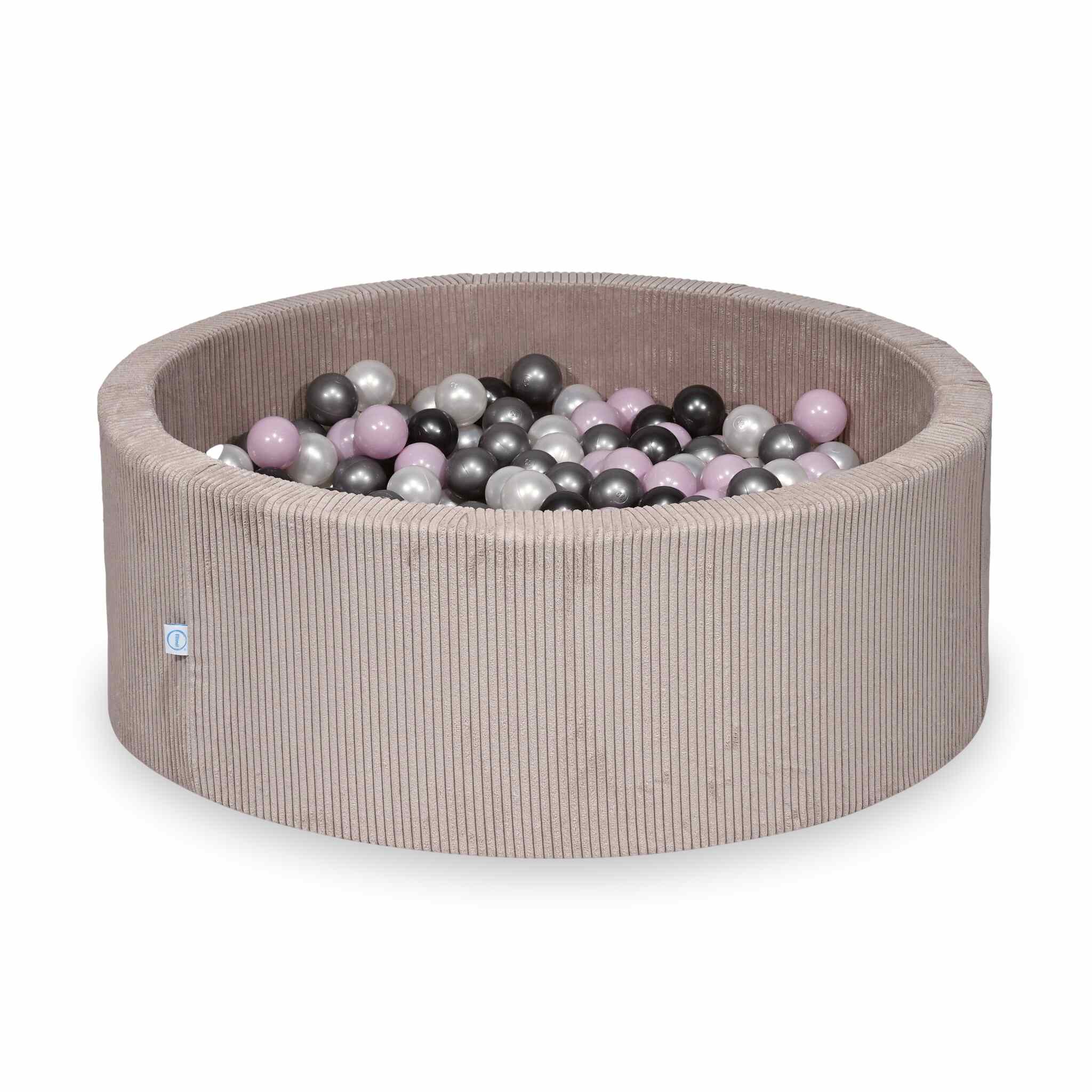 Ball pit with balls 110 × 40 cm corduroy light pink with 500 balls