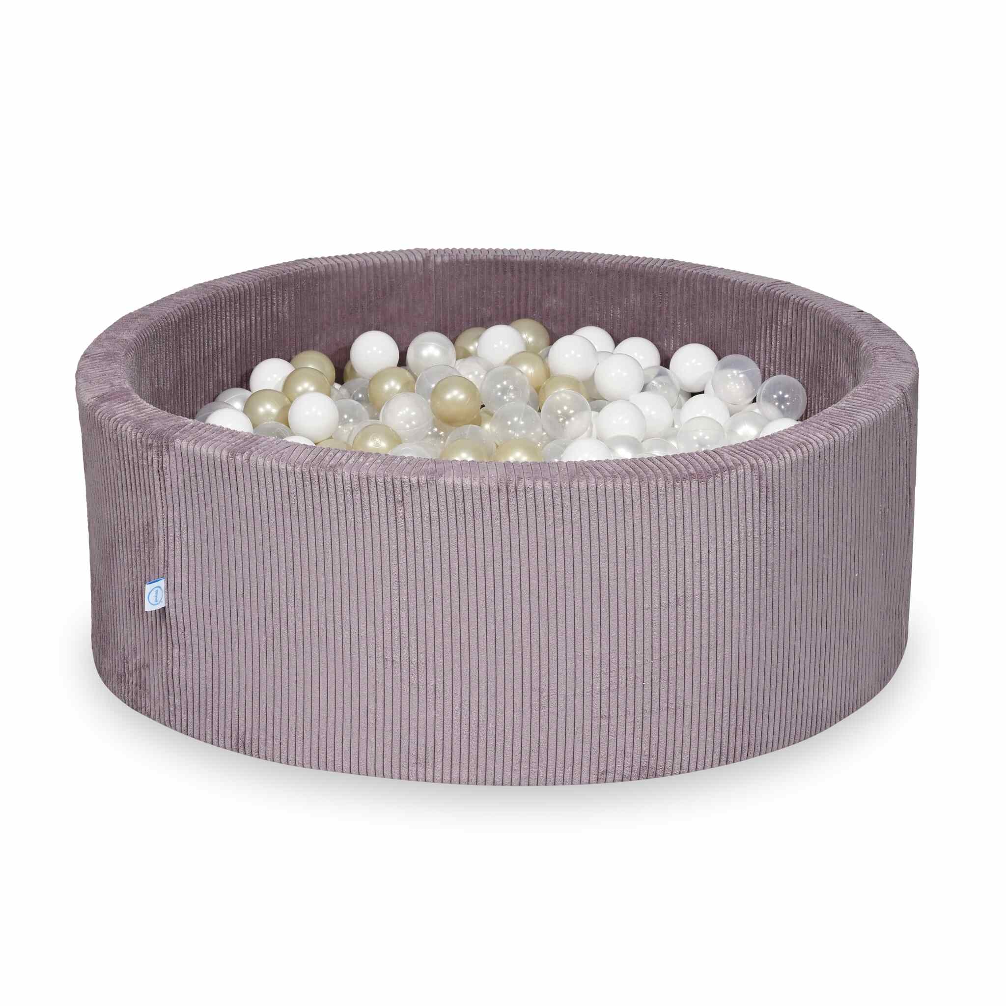 Mimii Bällebad aus Cord in Lavendel – rund, 110 × 40 cm, mit 500 Bällen