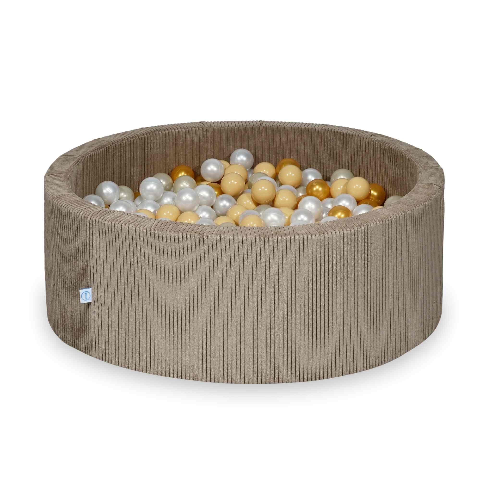 Ball pit with balls 110 × 40 cm corduroy toffee with 500 balls