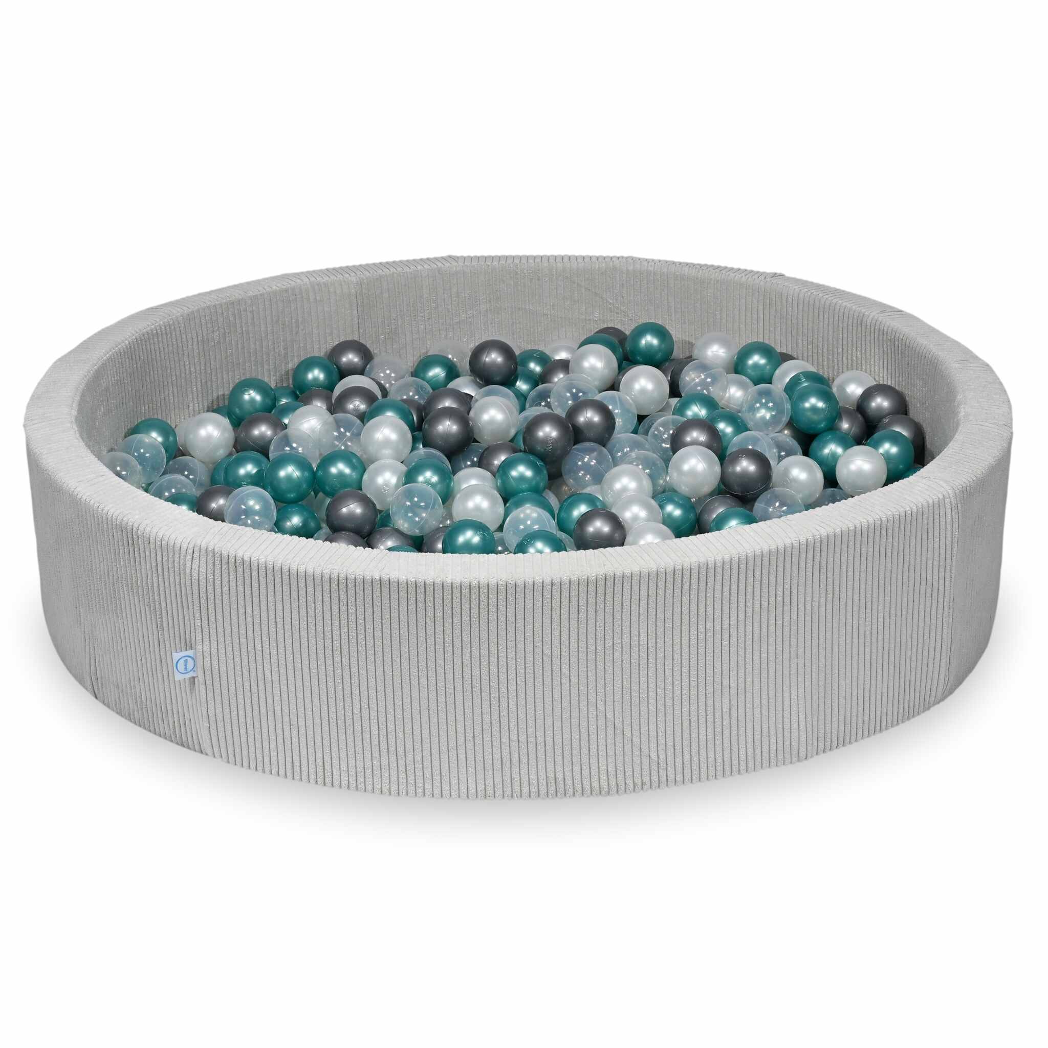 Ball pit with balls 130 × 30 cm corduroy grey with 600 balls