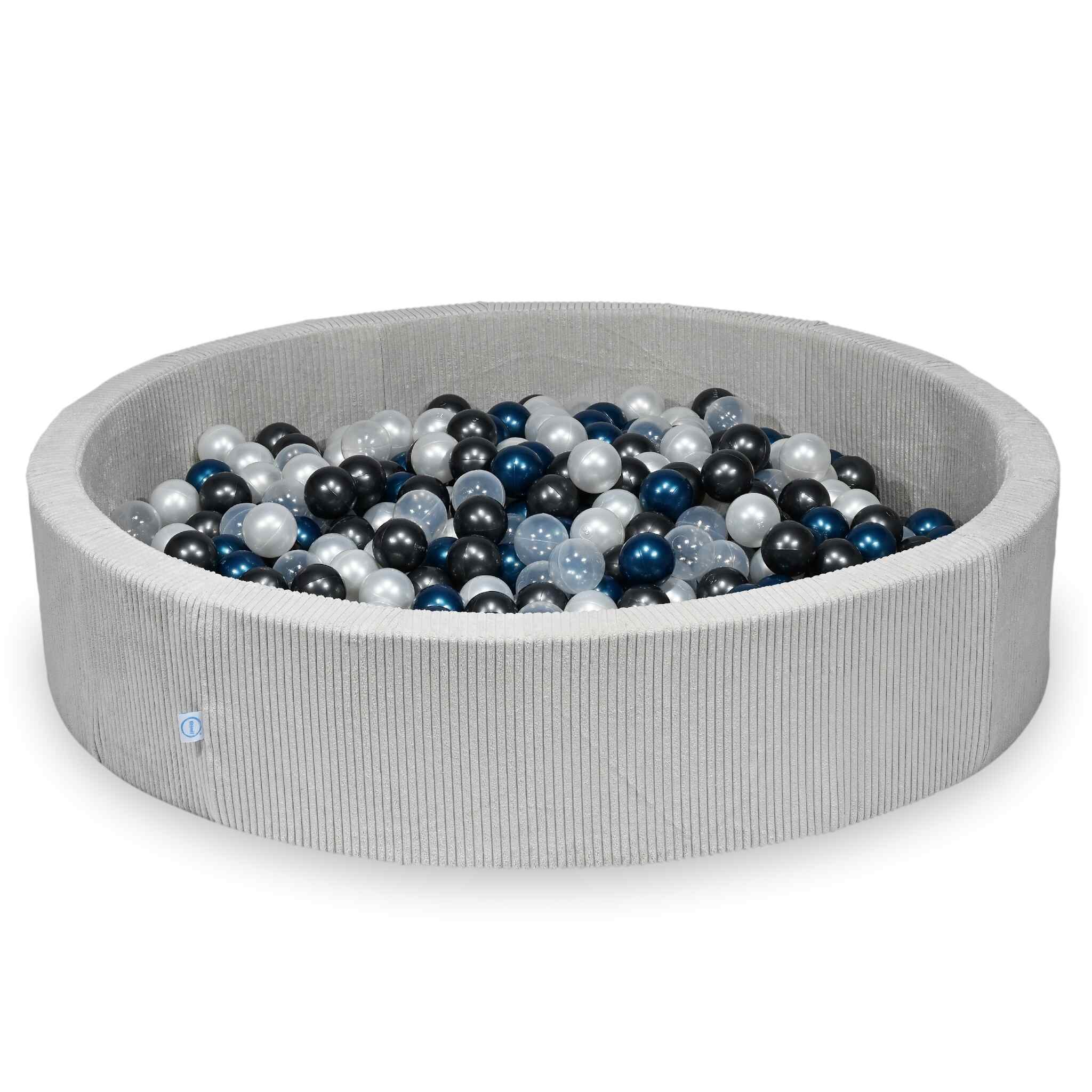 Ball pit with balls 130 × 30 cm corduroy grey with 600 balls