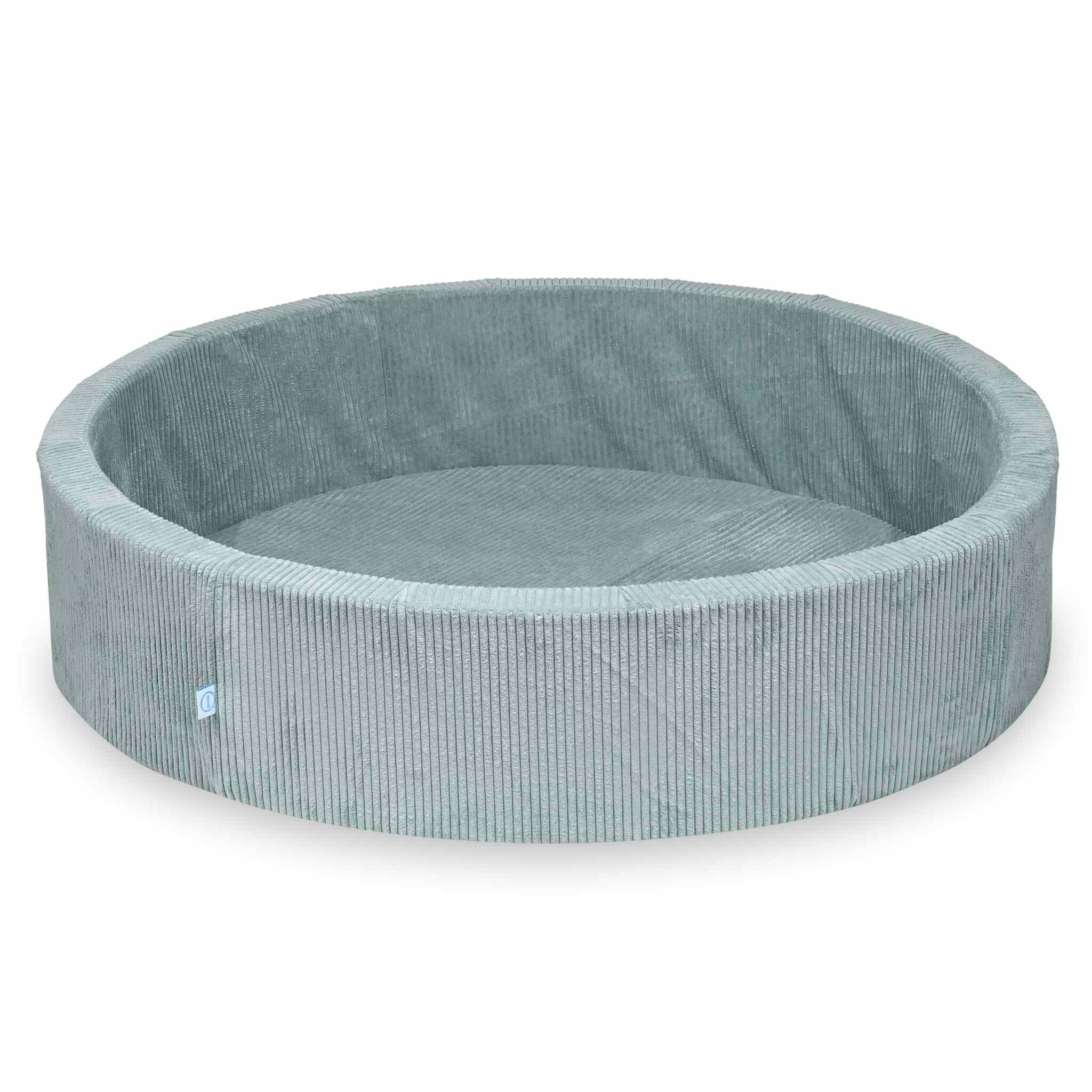 Mimii Bällebad aus Cord in Hellmint – rund, 130 × 30 cm, ohne Bälle