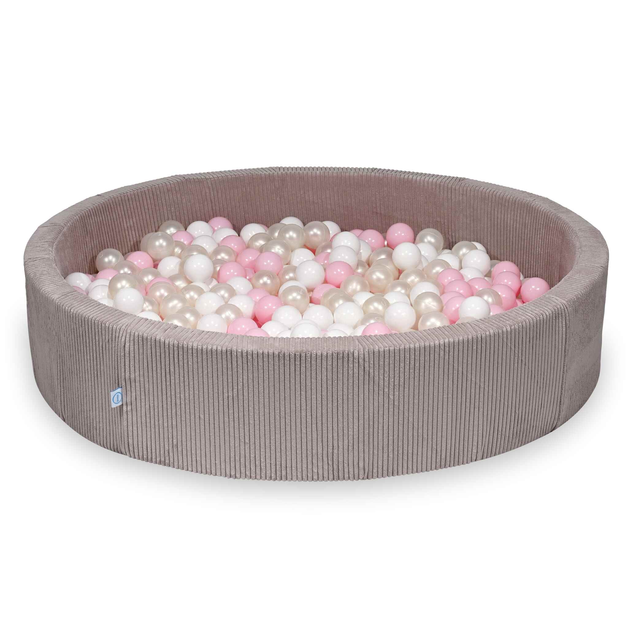 Mimii Bällebad aus Cord in Hellrosa – rund, 130 × 30 cm, mit 600 Bällen