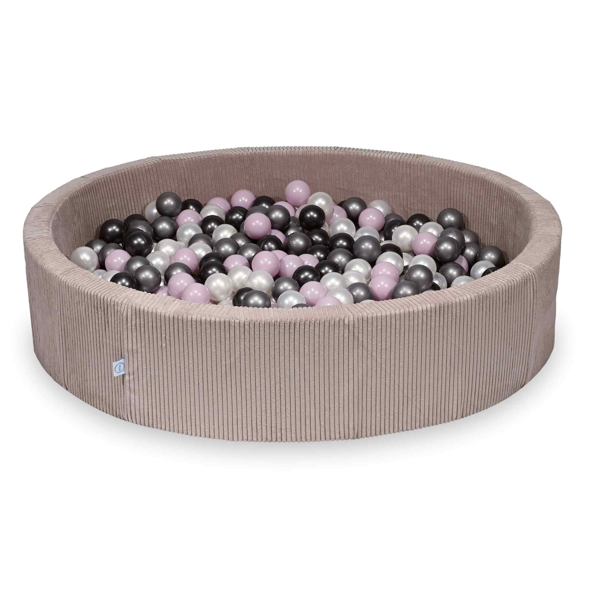 Ball pit with balls 130 × 30 cm corduroy light pink with 600 balls