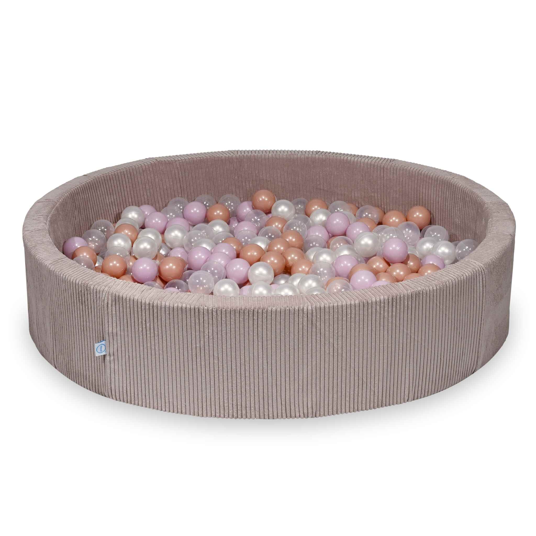 Ball pit with balls 130 × 30 cm corduroy light pink with 600 balls