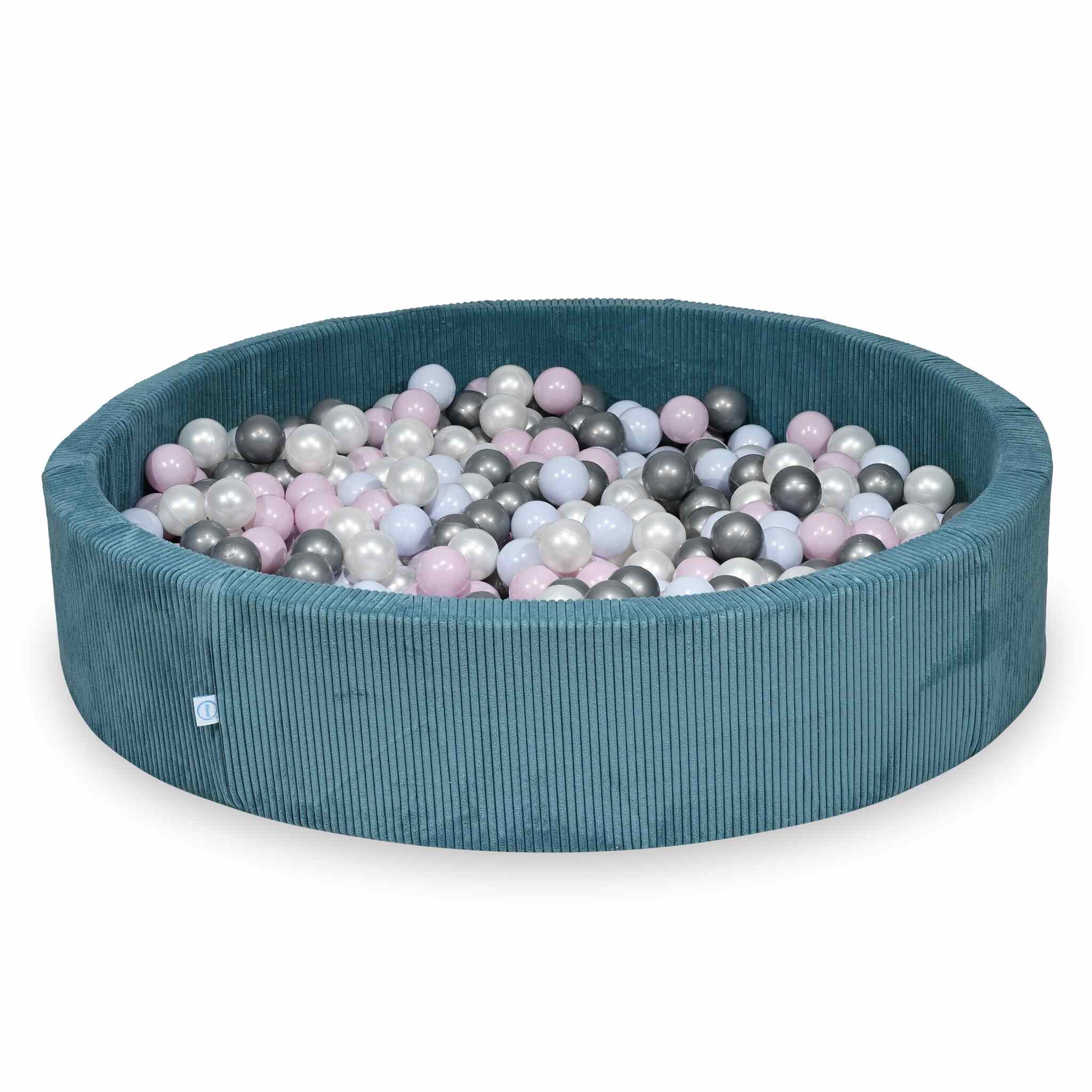 Ball pit with balls 130 × 30 cm corduroy blue with 600 balls