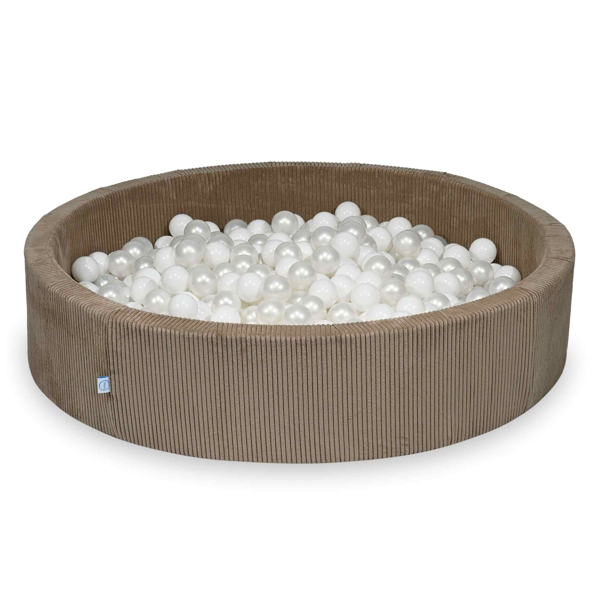 Mimii Bällebad aus Cord in Toffee – rund, 130 × 30 cm, mit 600 Bällen