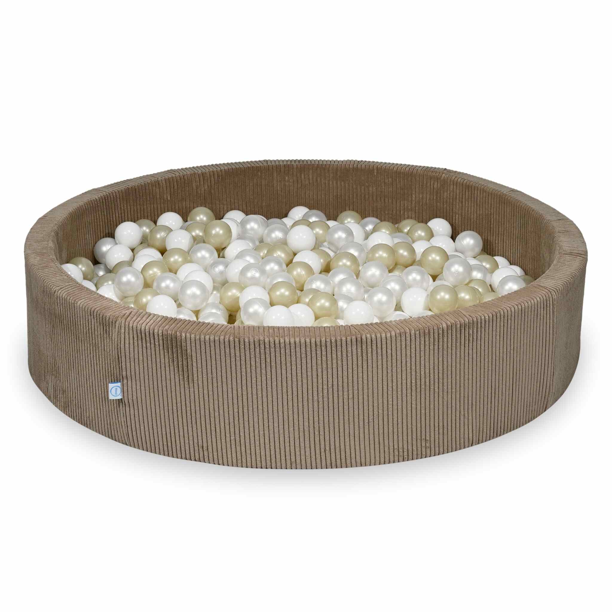 Mimii Bällebad aus Cord in Toffee – rund, 130 × 30 cm, mit 600 Bällen