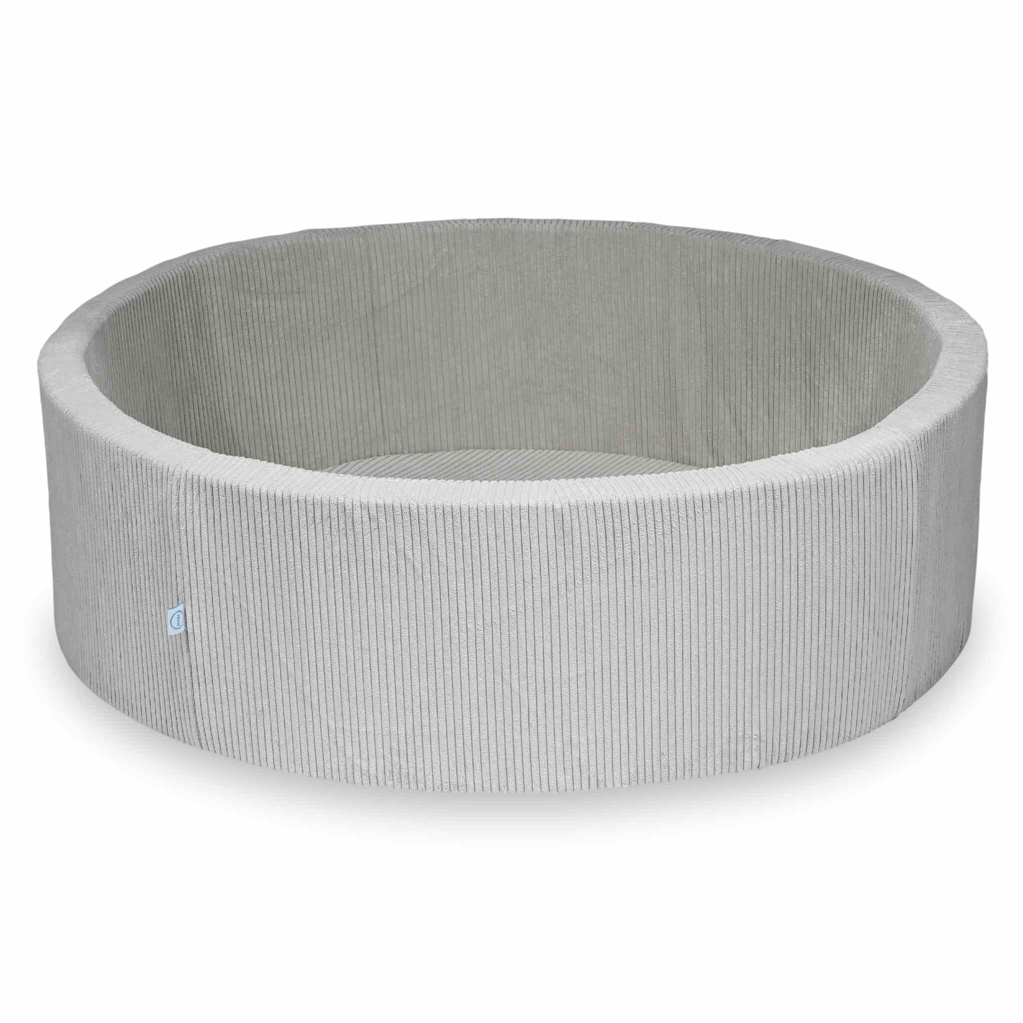 Mimii Bällebad aus Cord in Grau – rund, 130 × 40 cm, ohne Bälle