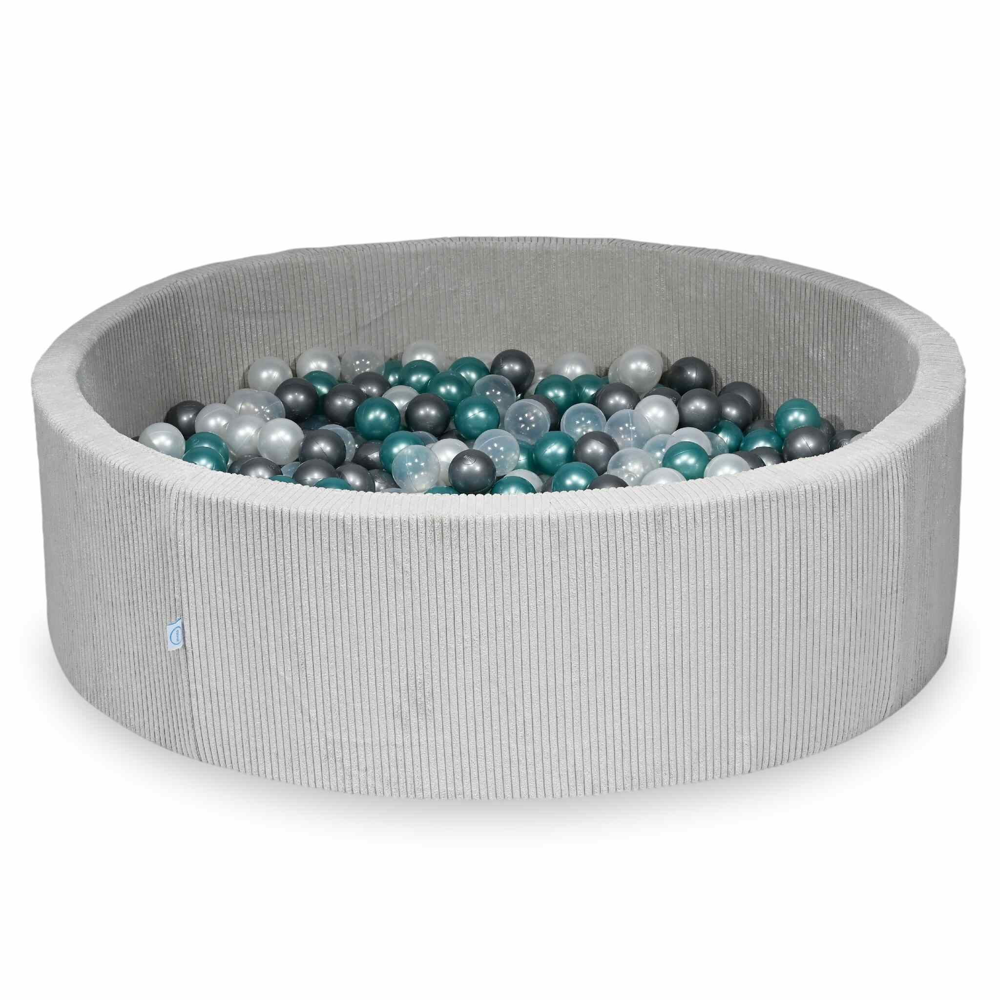 Ball pit with balls 130 × 40 cm corduroy grey with 700 balls