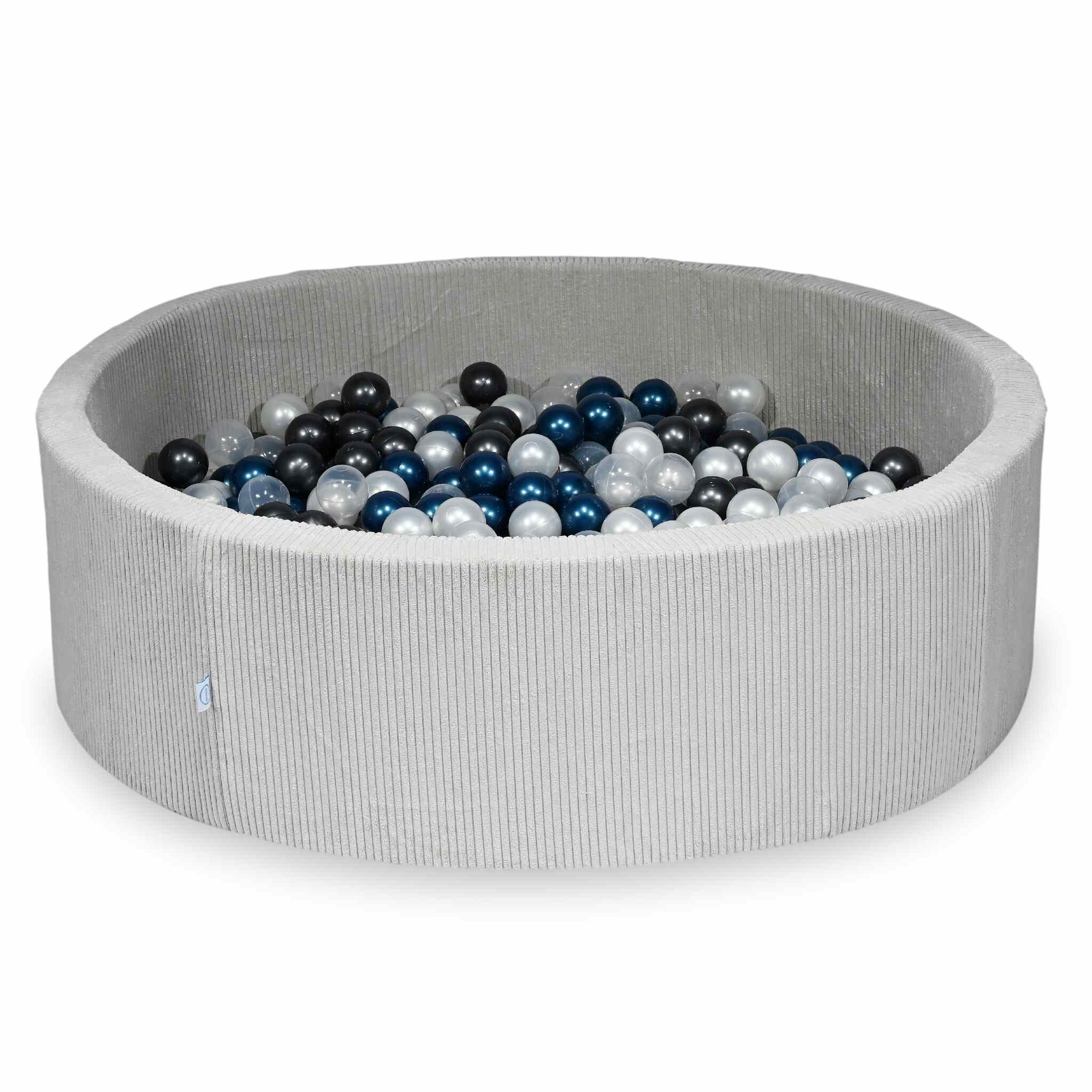 Ball pit with balls 130 × 40 cm corduroy grey with 700 balls