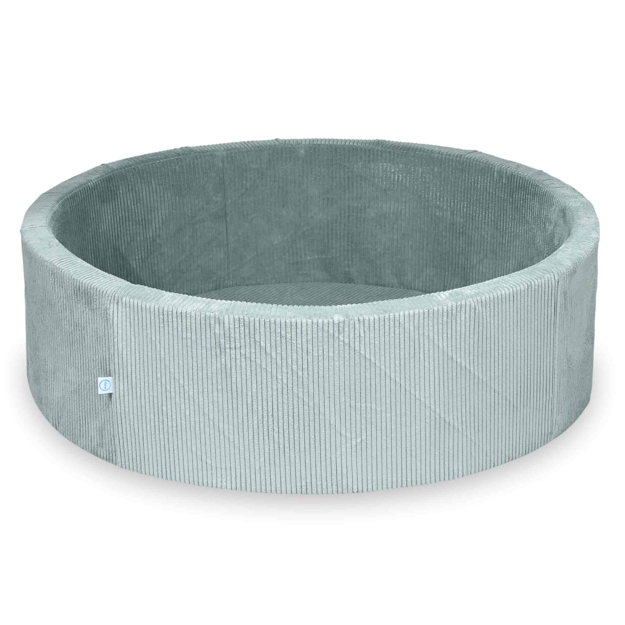 Mimii Bällebad aus Cord in Hellmint – rund, 130 × 40 cm, ohne Bälle