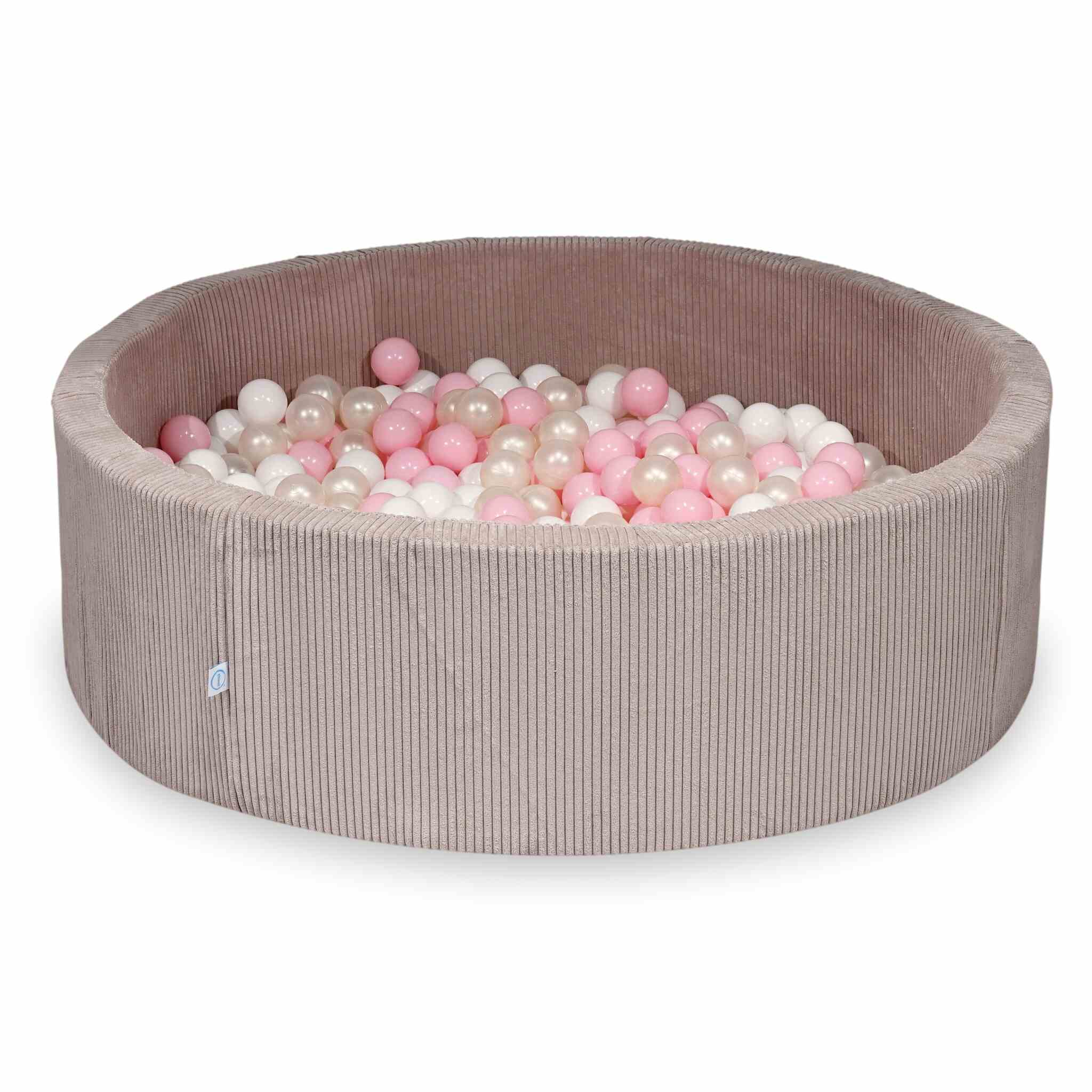 Mimii Bällebad aus Cord in Hellrosa – rund, 130 × 40 cm, mit 700 Bällen