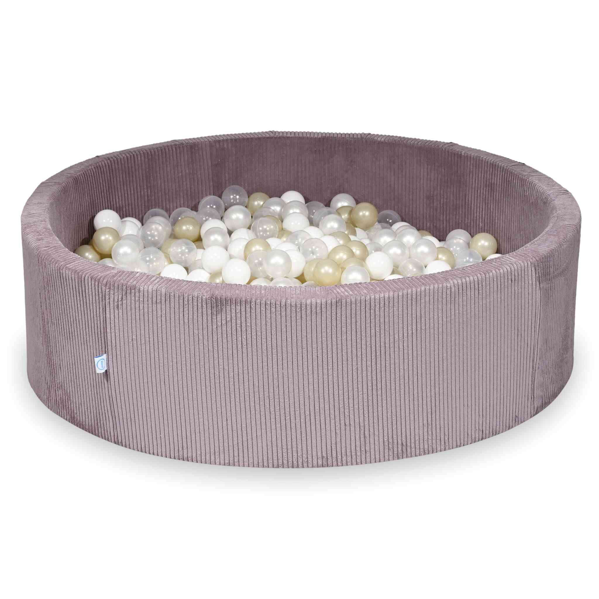 Mimii Bällebad aus Cord in Lavendel – rund, 130 × 40 cm, mit 700 Bällen