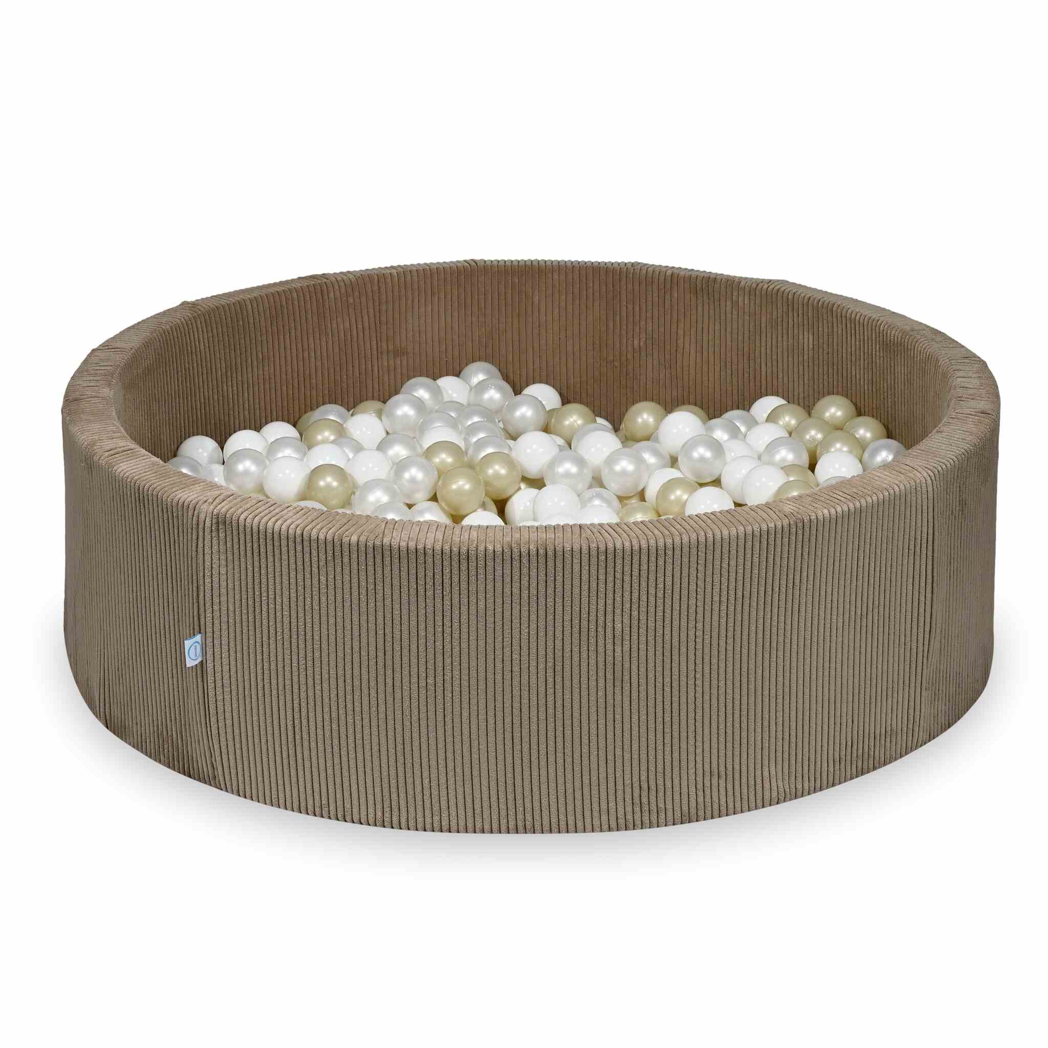 Mimii Bällebad aus Cord in Toffee – rund, 130 × 40 cm, mit 700 Bällen