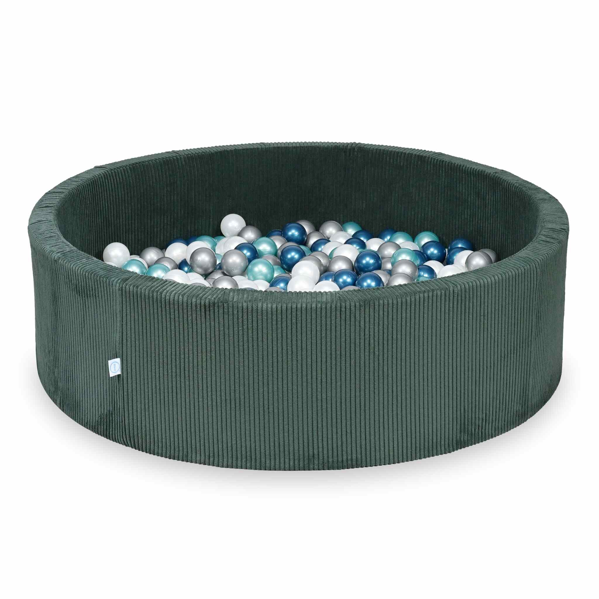 Ball pit with balls 130 × 40 cm corduroy green with 700 balls