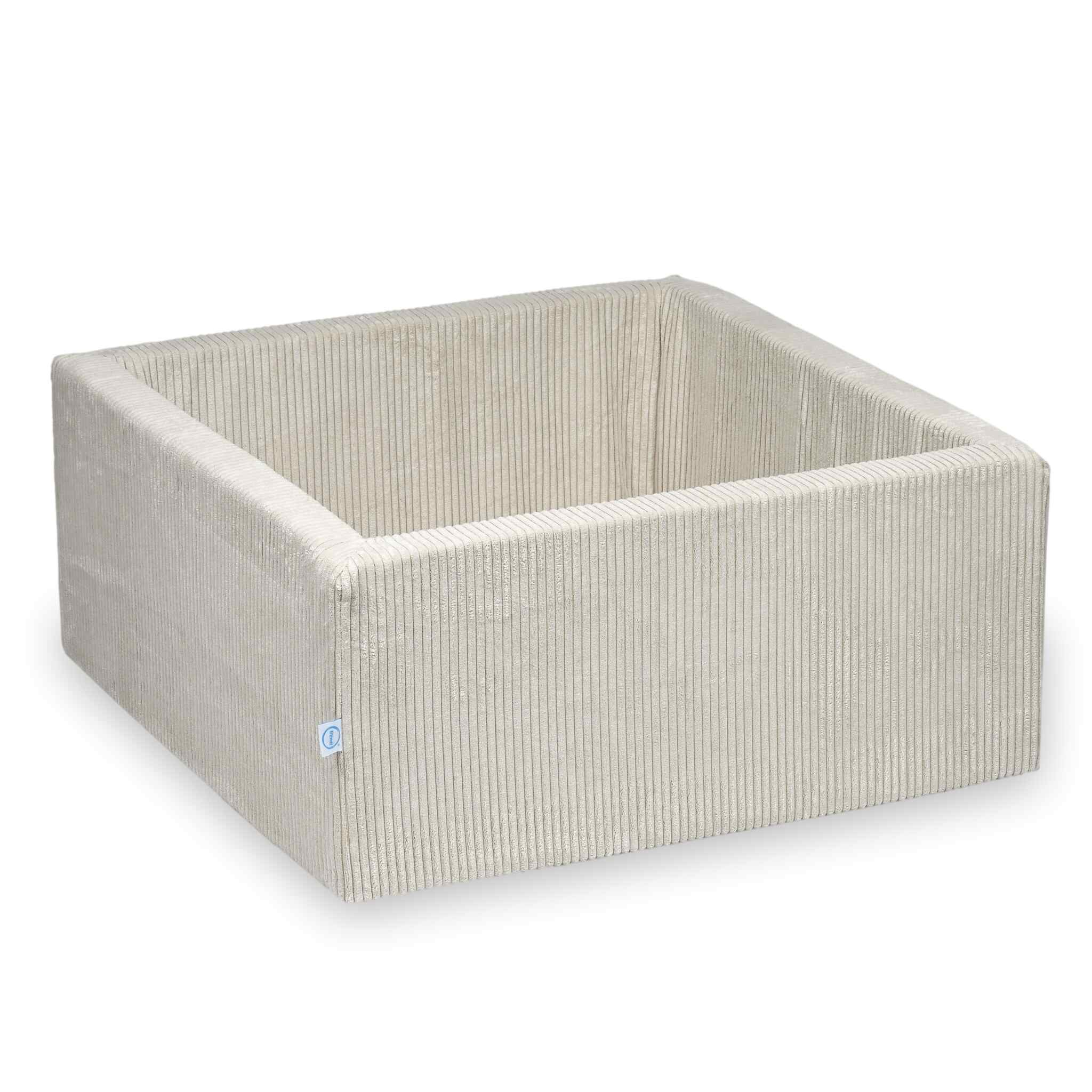 Mimii Bällebad aus Cord in Beige – quadratisch, 90 × 90 × 40 cm, ohne Bälle