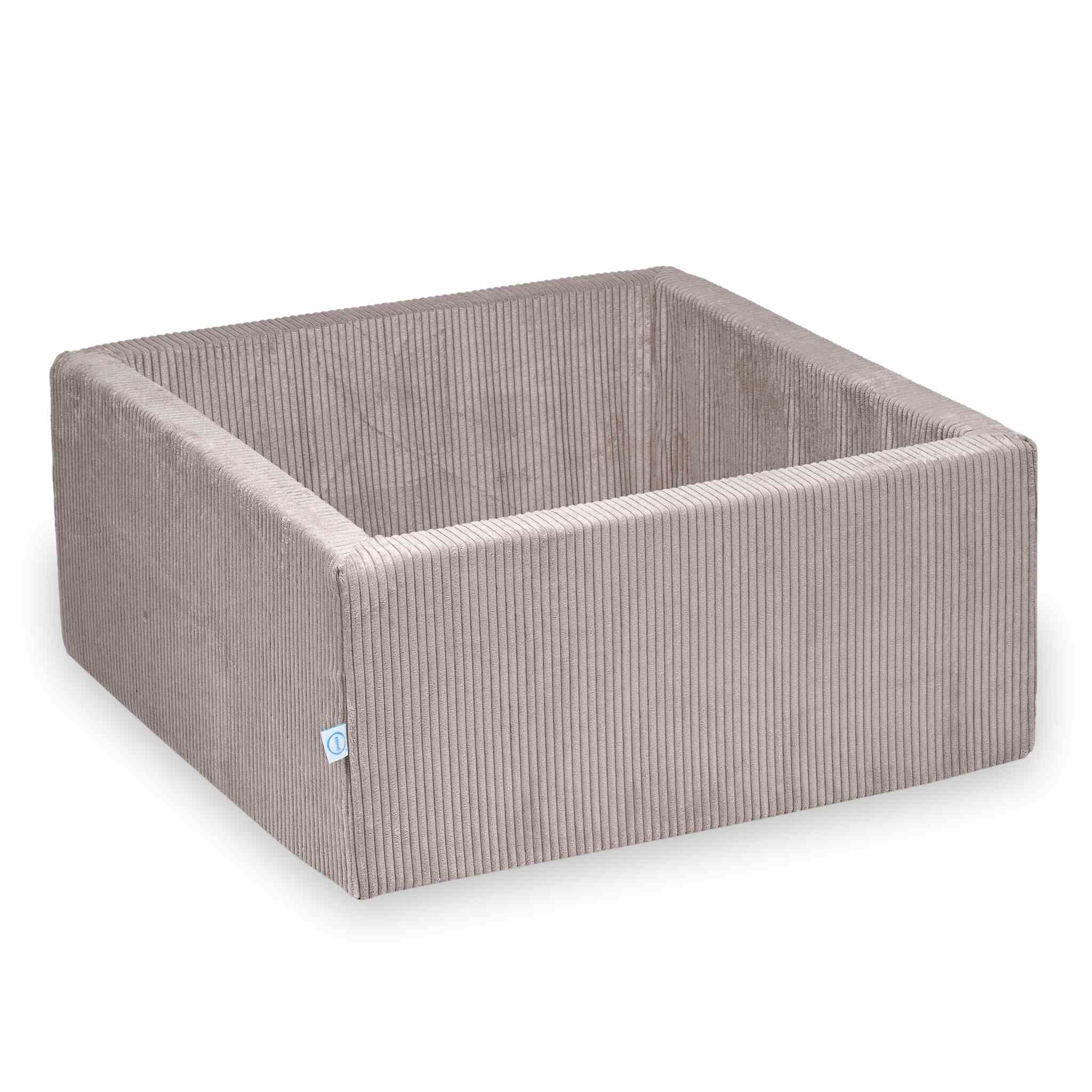 Square ball pit 90 × 90 × 40 cm corduroy light pink without balls