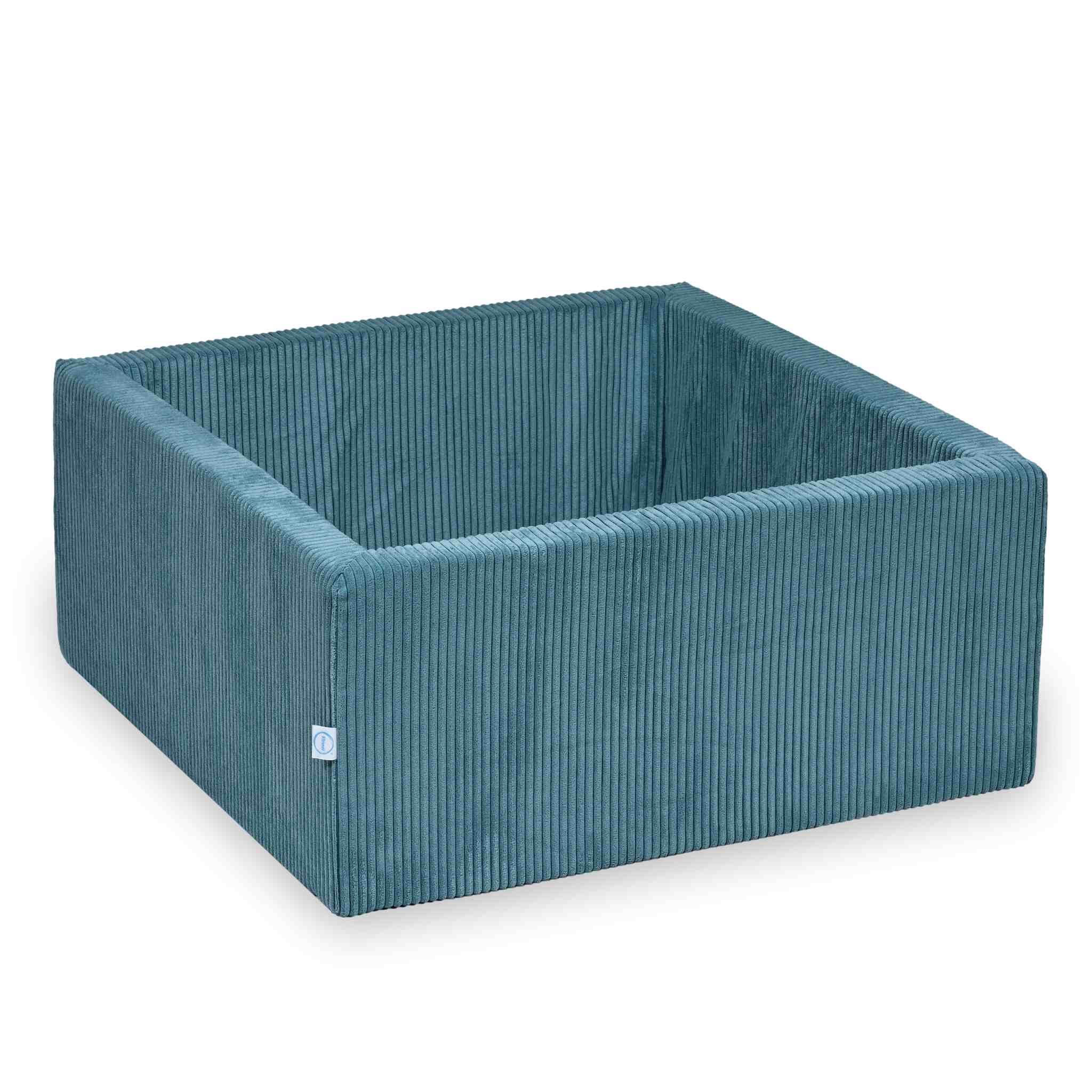 Mimii Bällebad aus Cord in Blau – quadratisch, 90 × 90 × 40 cm, ohne Bälle