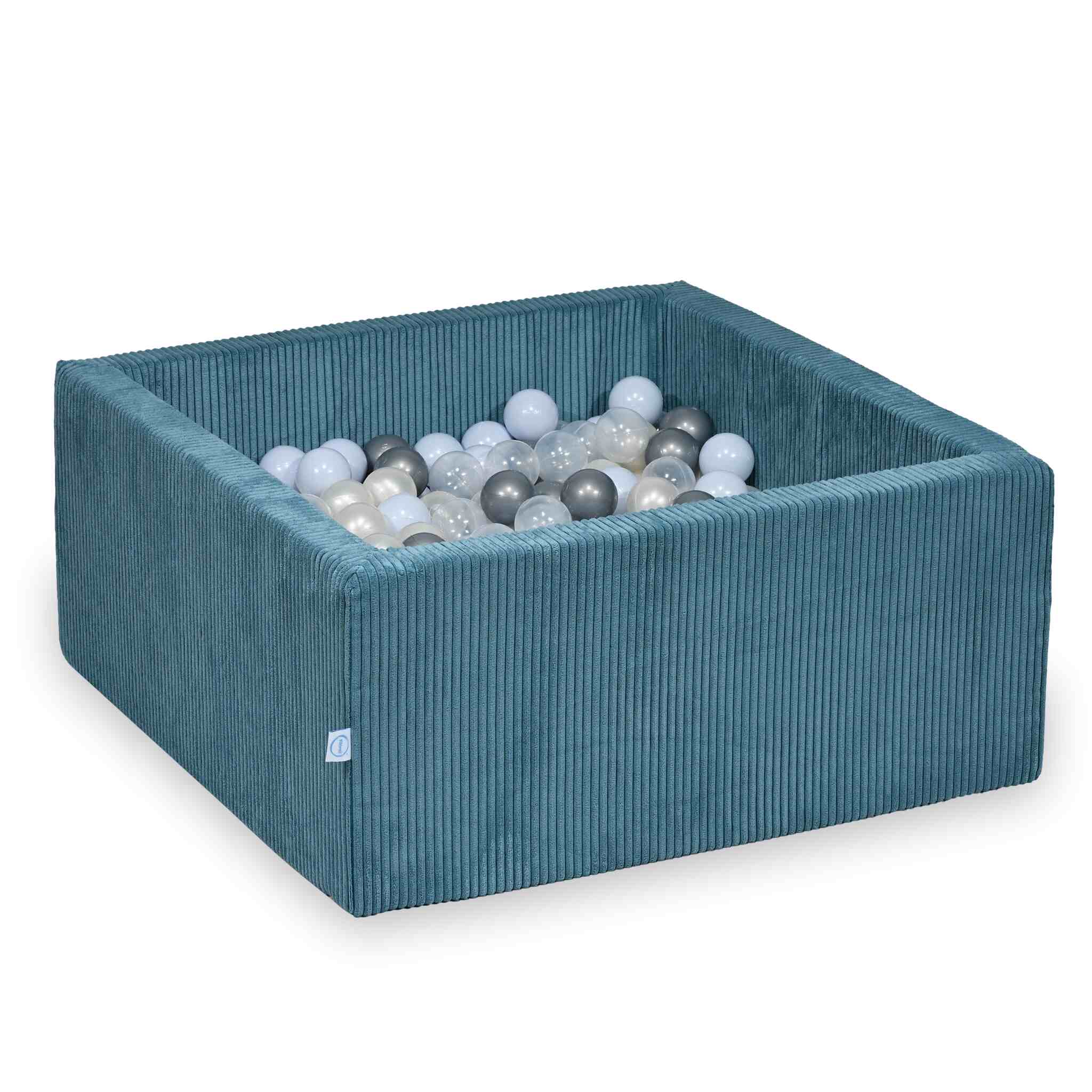 Square ball pit with balls 90 × 90 × 40 cm corduroy blue + 400 balls