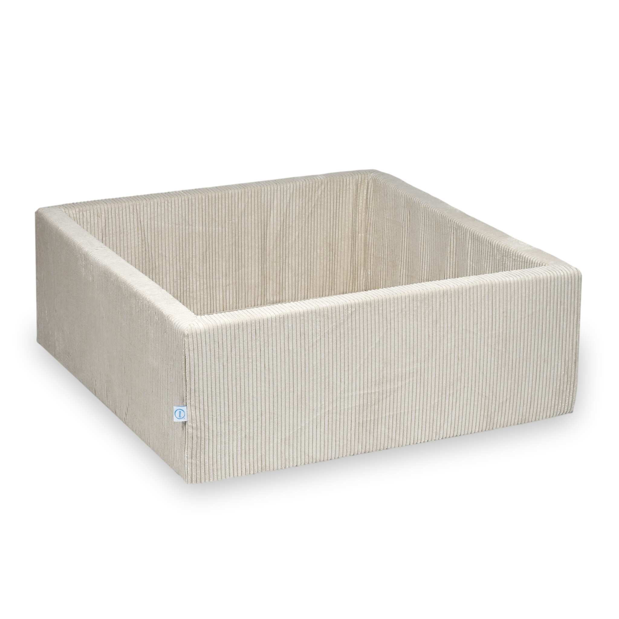 Mimii Bällebad aus Cord in Beige – quadratisch, 110 × 110 × 40 cm, ohne Bälle