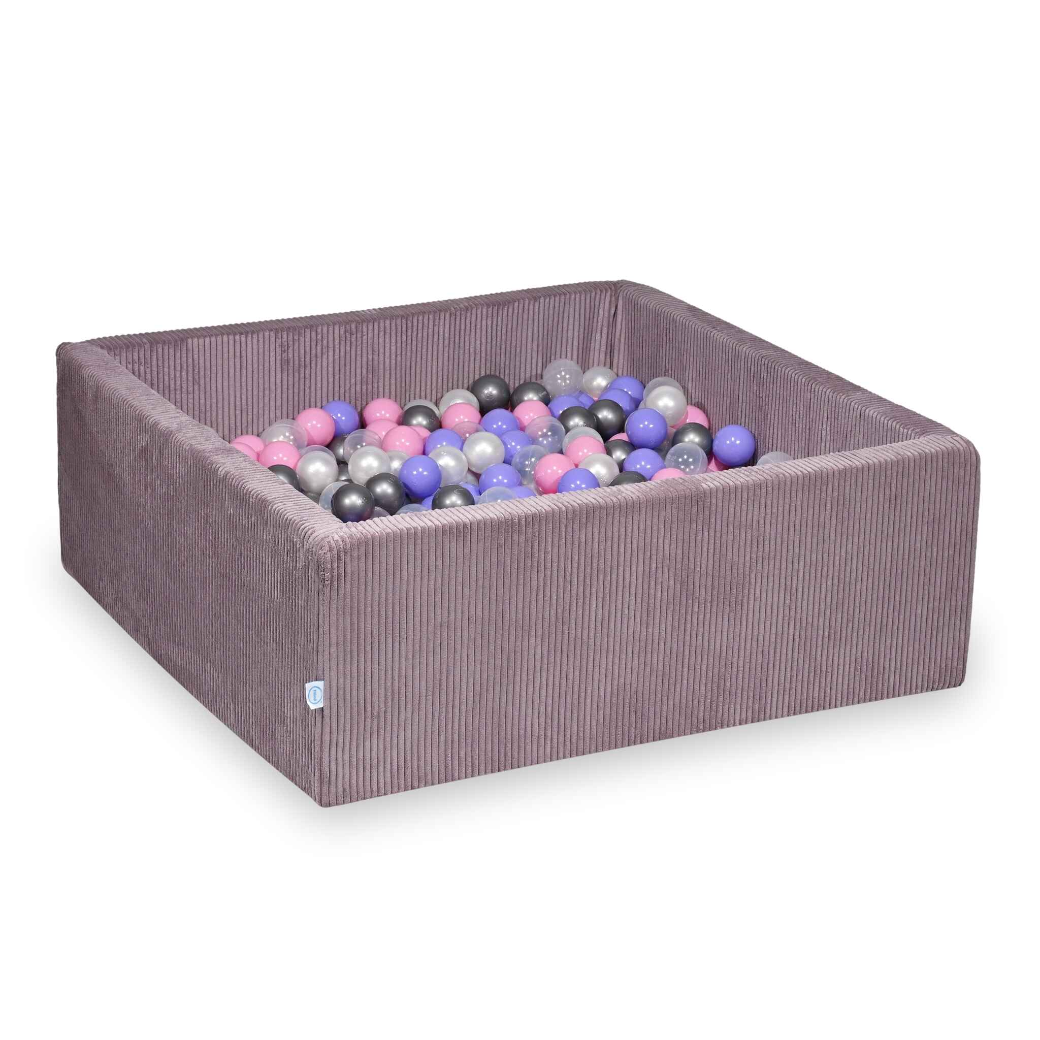 Square ball pit with balls 110 × 110 × 40 cm corduroy + 600 balls