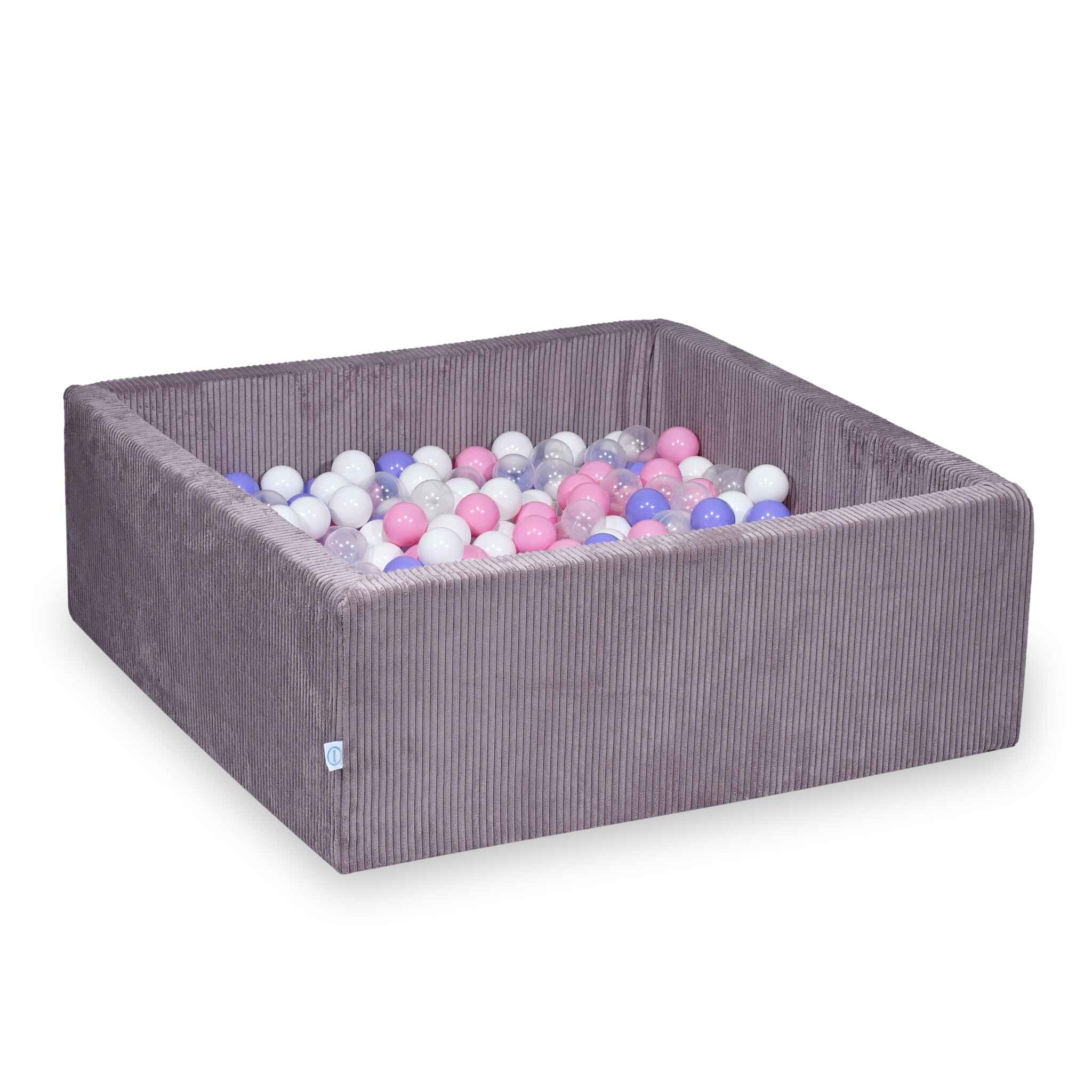 Square ball pit with balls 110 × 110 × 40 cm corduroy + 600 balls