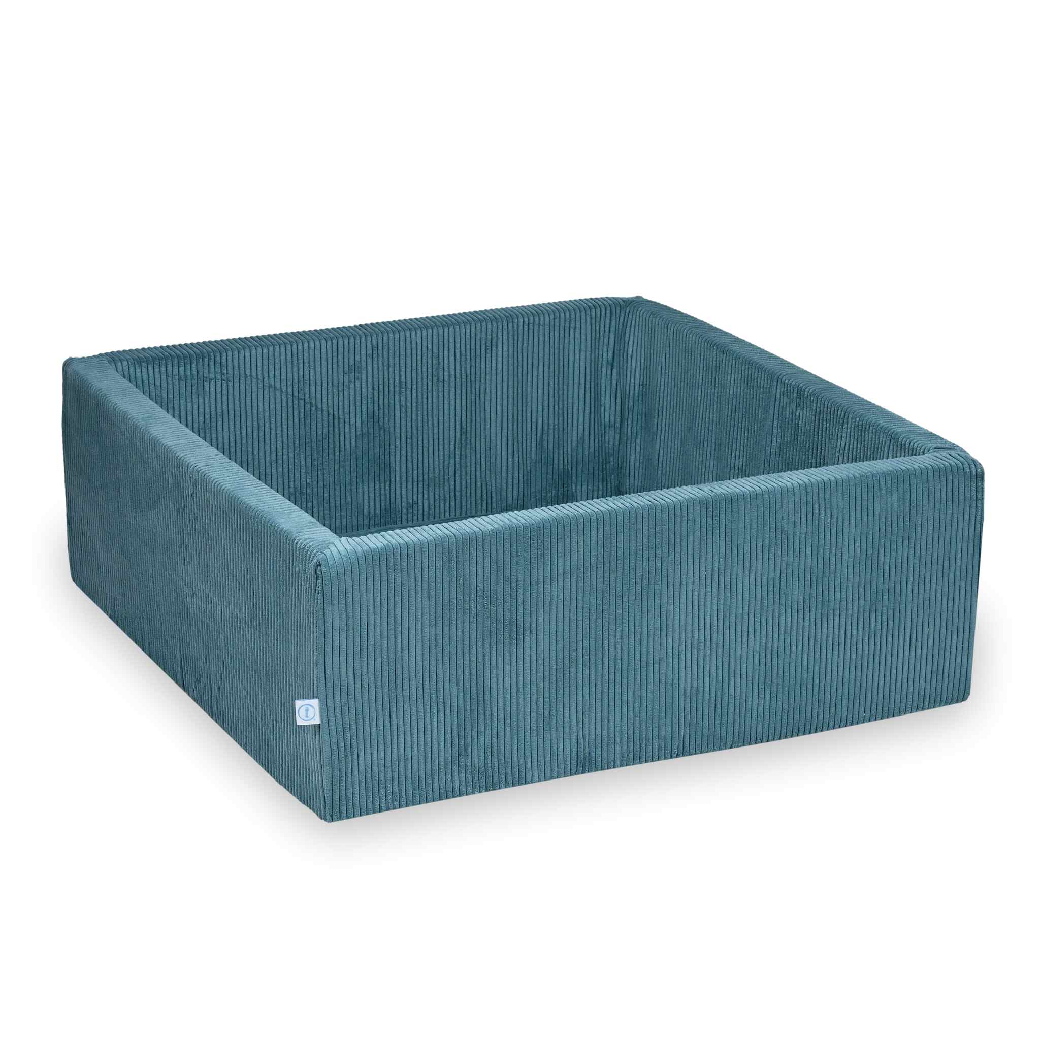 Mimii Bällebad aus Cord in Blau – quadratisch, 110 × 110 × 40 cm, ohne Bälle