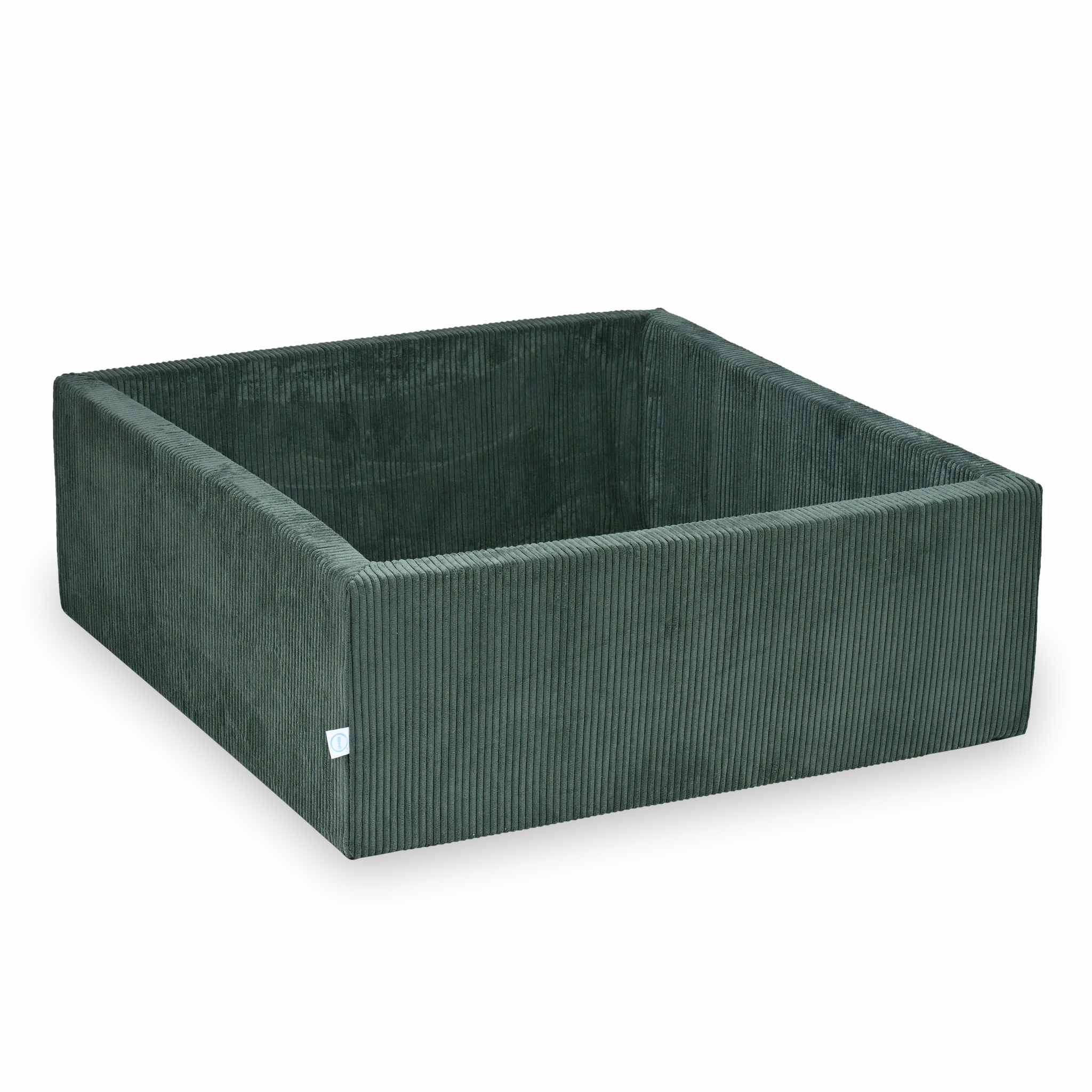 Mimii Bällebad aus Cord in Grün – quadratisch, 110 × 110 × 40 cm, ohne Bälle