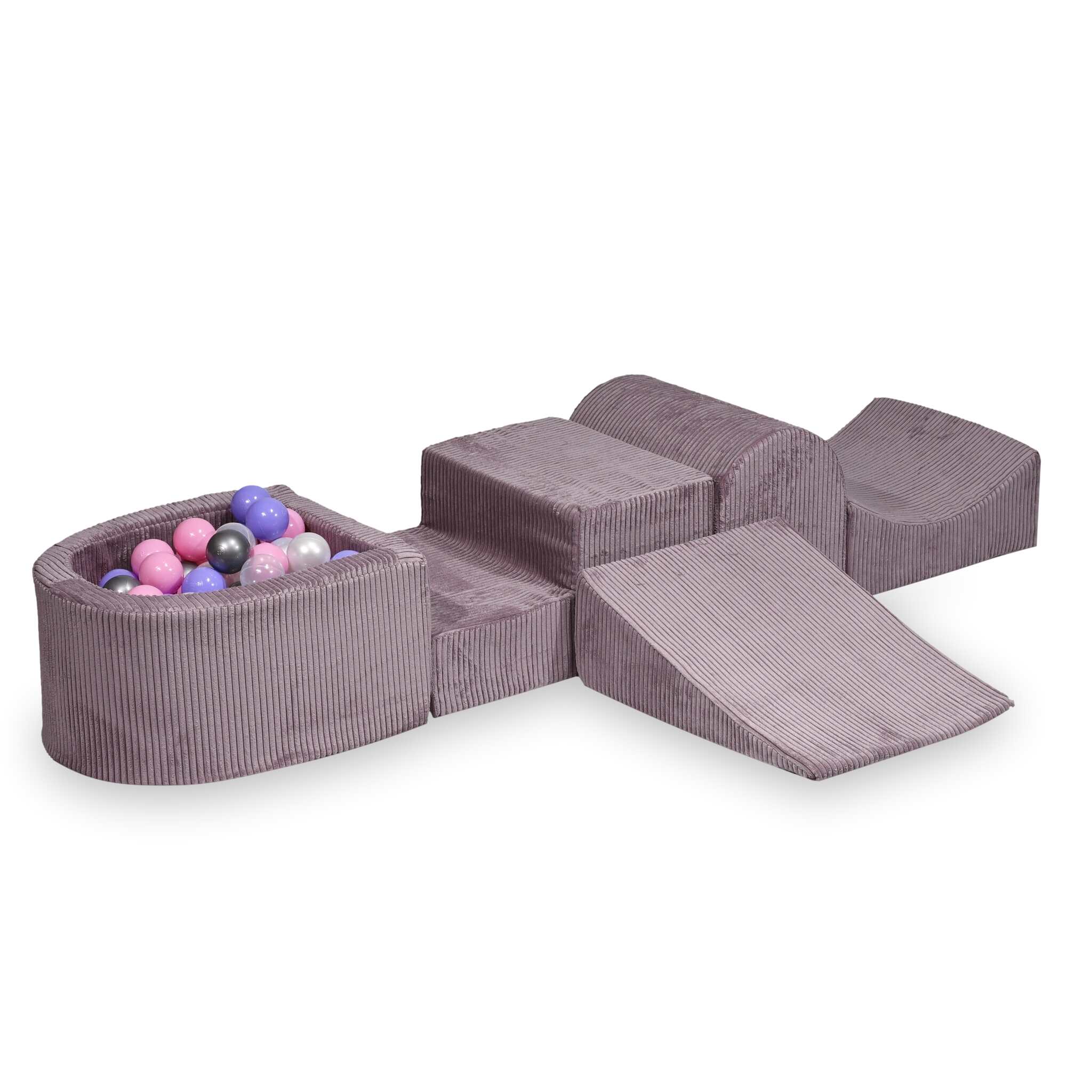 Foam play set with hill and micro ball pit corduroy + 100 balls