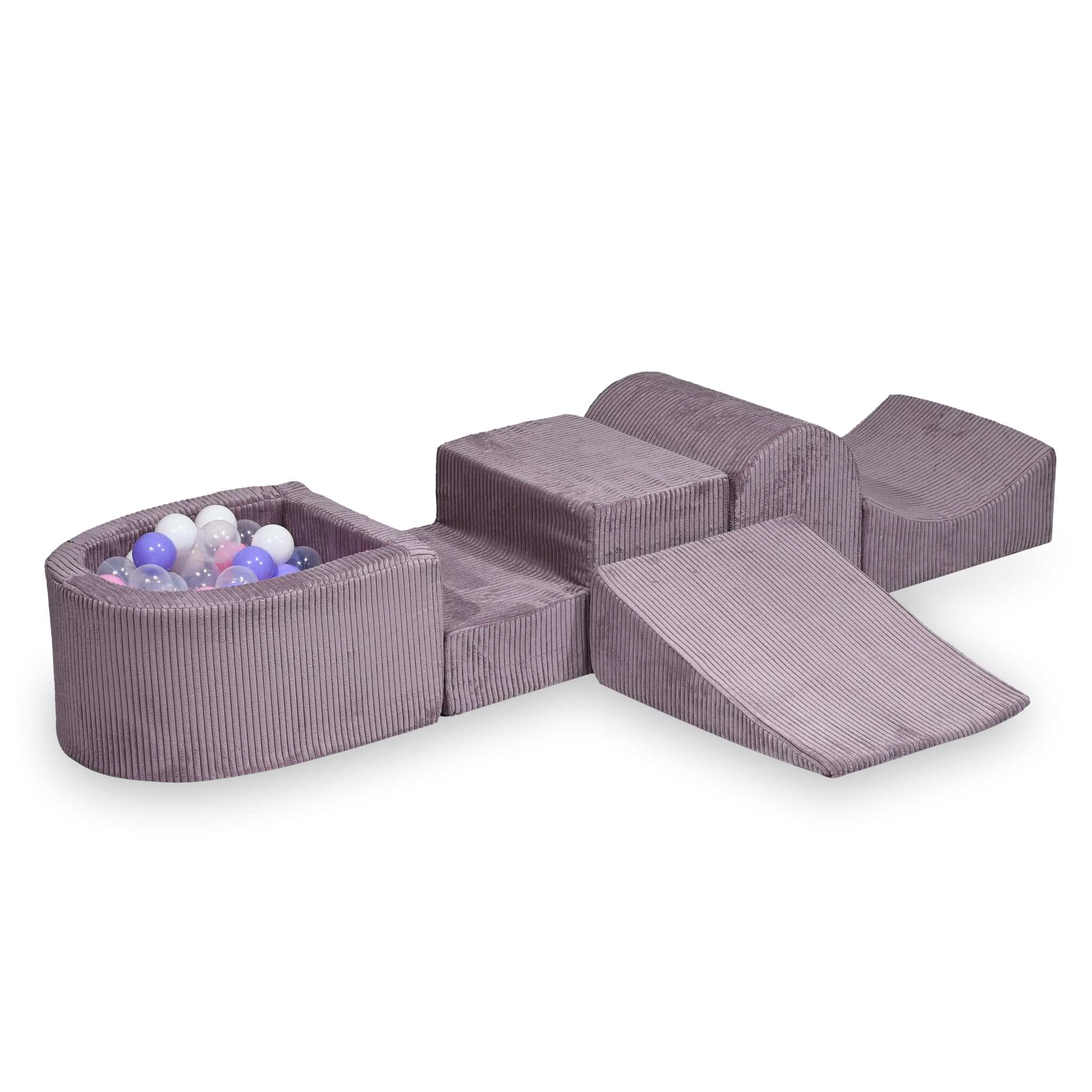 Foam play set with hill and micro ball pit corduroy + 100 balls