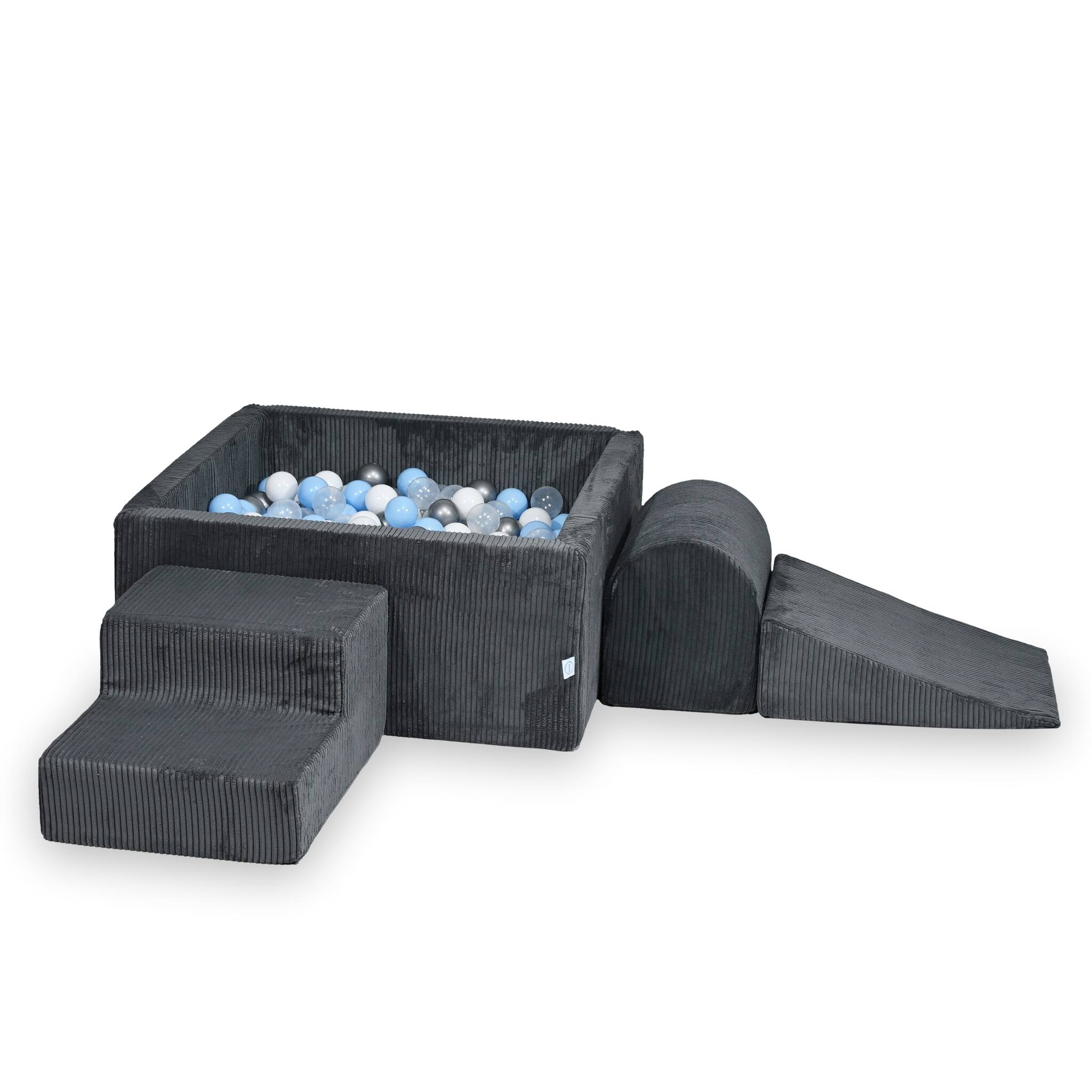Foam play set with square ball pit corduroy graphite + 400 balls