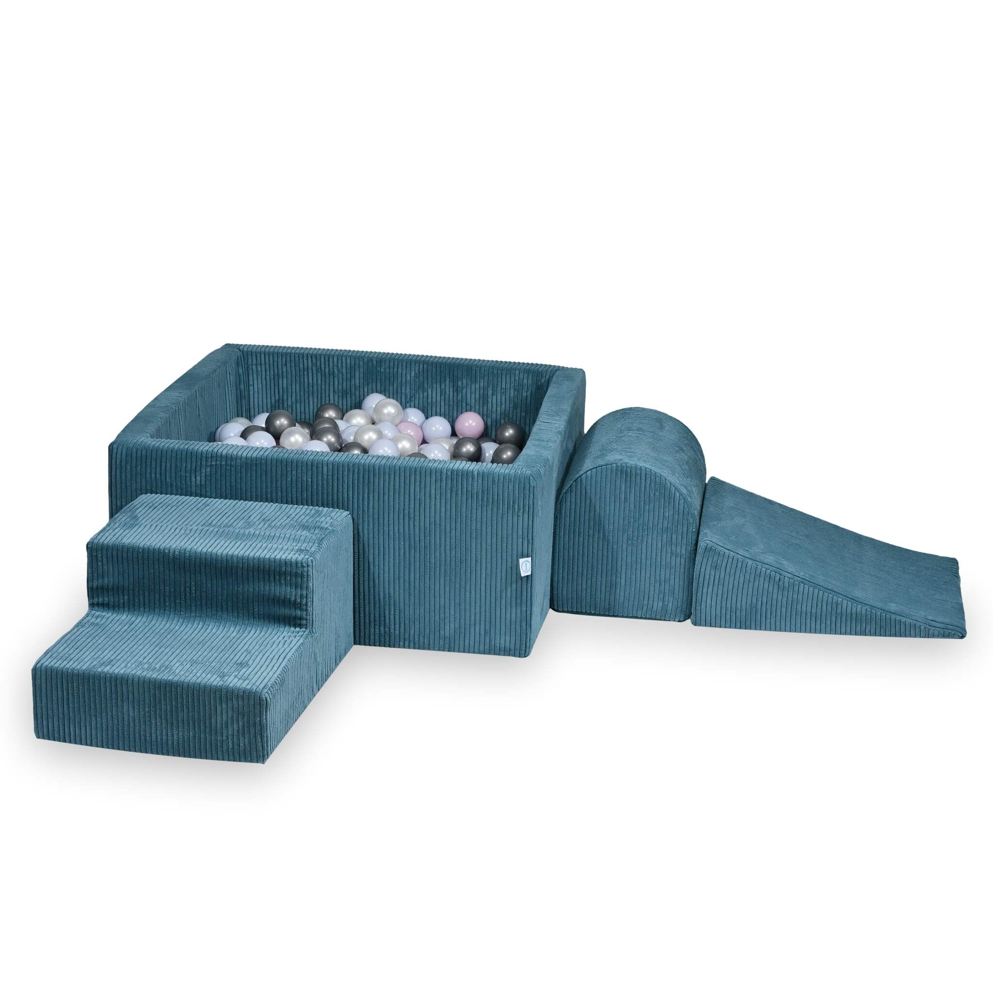 Foam play set with square ball pit corduroy blue + 400 balls