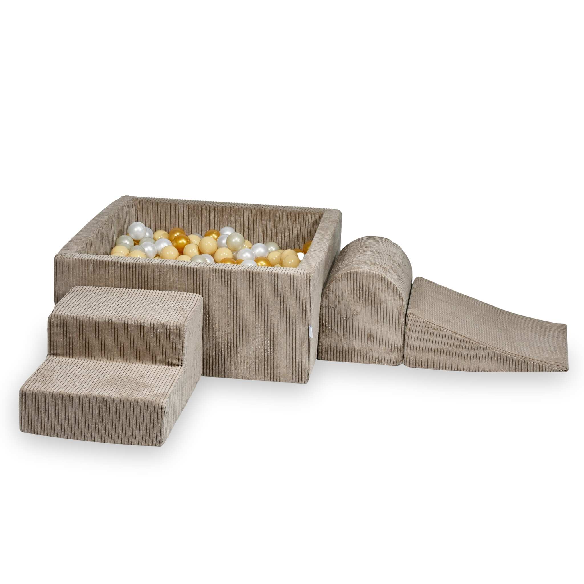 Piankowy plac zabaw z kwadratowym basenem 90x90x40 sztruks toffee + 400 piłek