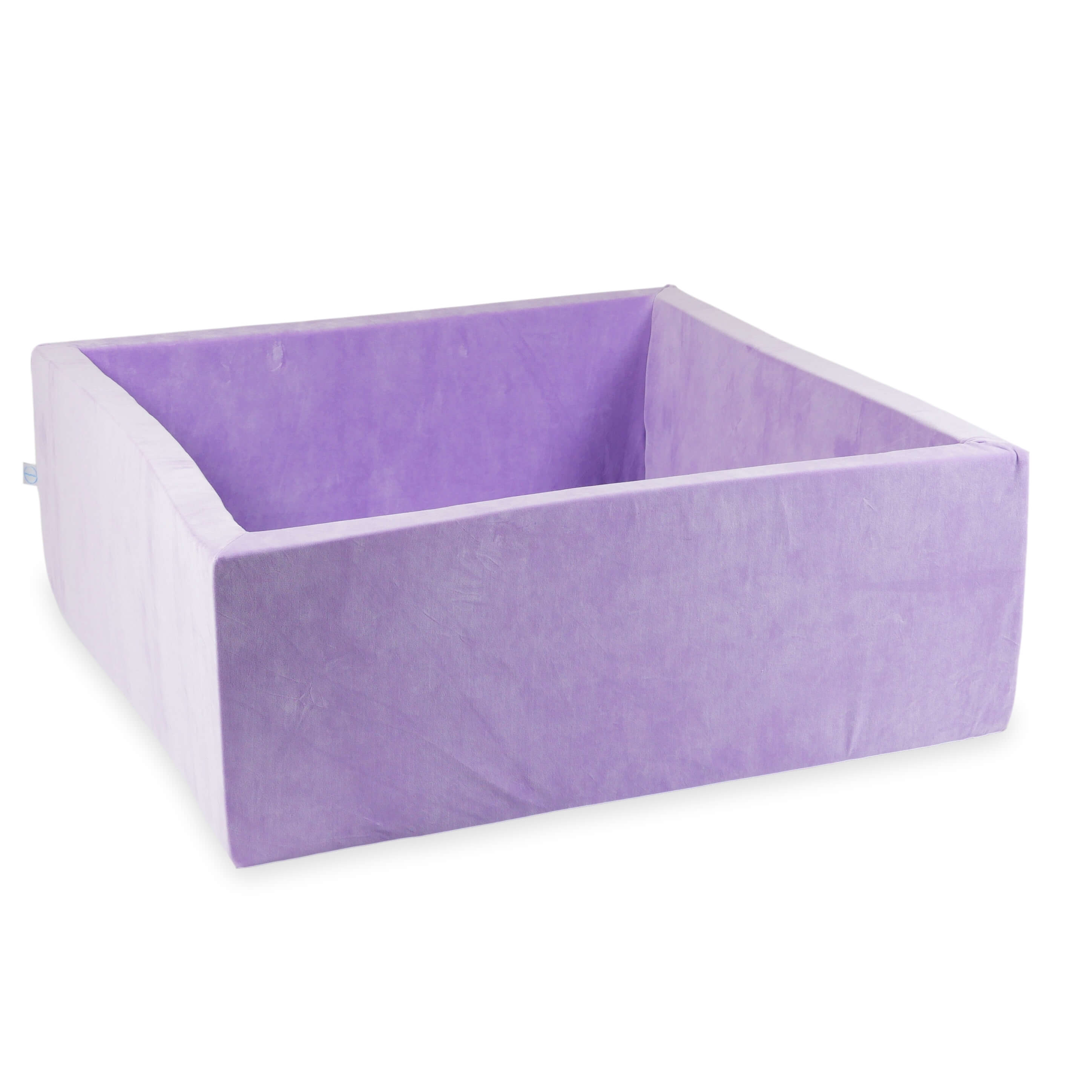 Mimii Bällebad aus Velvet Soft in Flieder – quadratisch, 110 × 110 × 40 cm, ohne Bälle