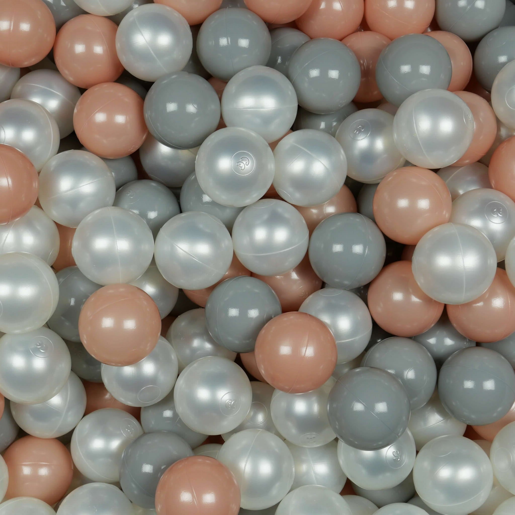 Piłeczki do suchego basenu Ø 7 cm – 150 szt. – perłowe, szare, różowozłote