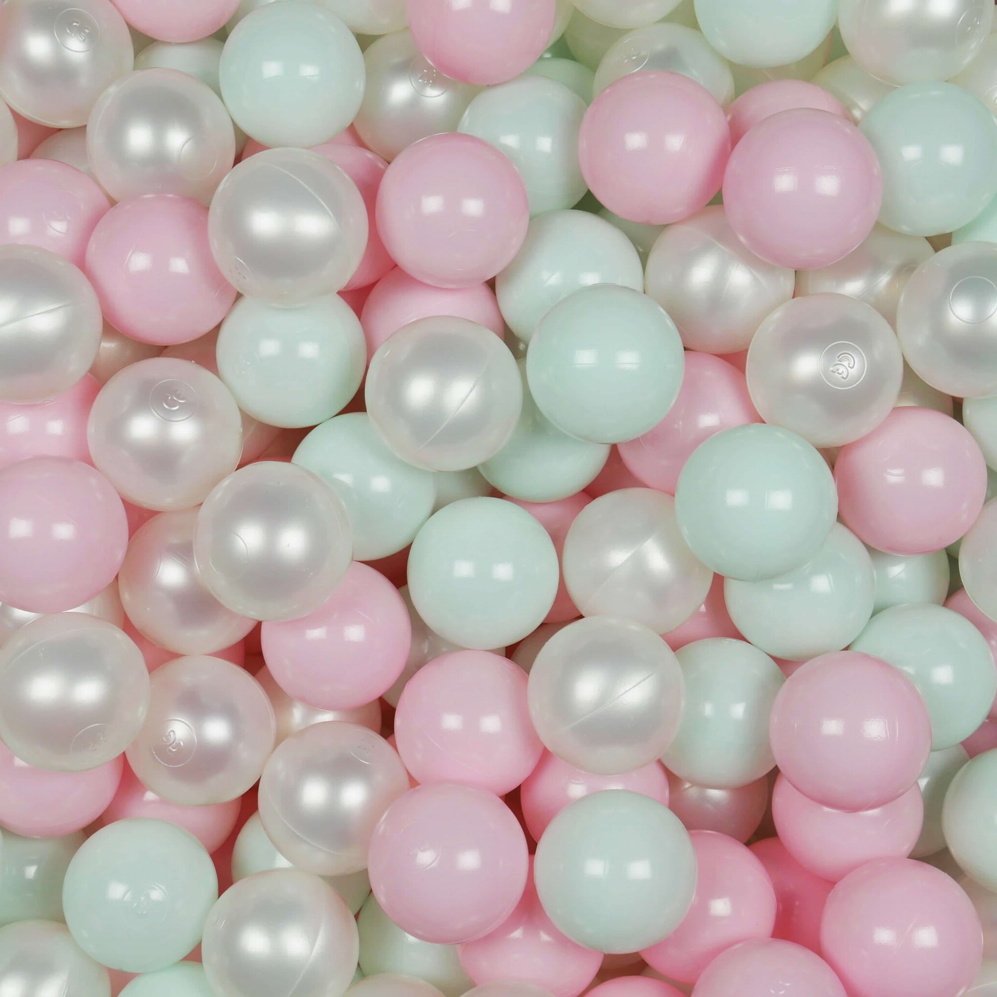 Ball pit balls Ø 7 cm – 200 pcs. – Pearl, Mint claire, Light pink